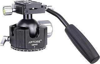 Heavy Duty Ball Head with Removable Handle, ARTCISE GB54S 54mm Low Profile Tripod Head Photography and video 2 in 1 for DSLR Camera, Camcorder, Tripod, Monopod, Max Load: 70lb/35kg