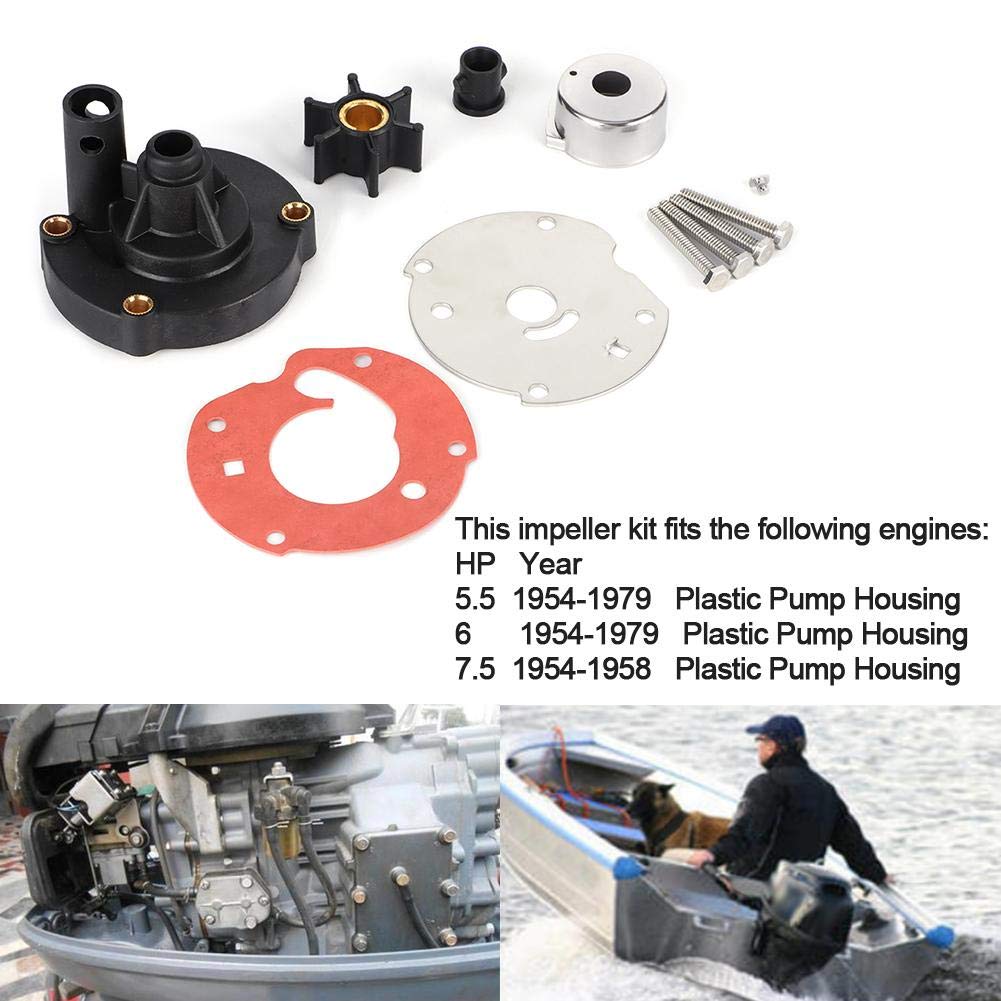 Kit Réparation Turbine Pompe à Eau - Compatible Moteurs Hors-bord Johnson Evinrude 5,5-7,5 HP 1954-1979 - Pièces N° 763758, 778166, Etc.