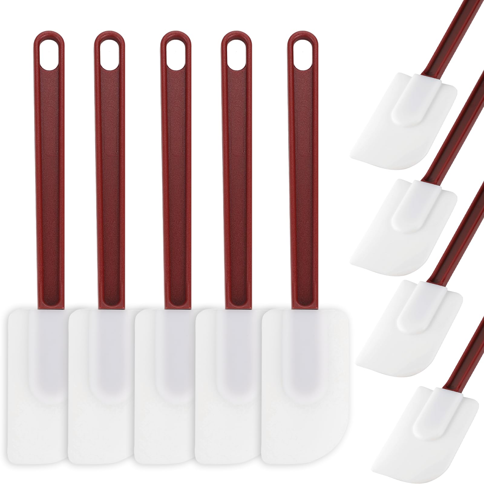 9 espátulas de silicona resistentes al calor, espátulas de goma comerciales, antiadherentes, resistentes para cocina, hornear, mezclar, aptas para lavavajillas, resistentes a 260.0 °C (rojo oscuro y