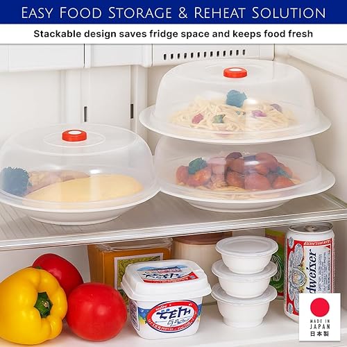 Miniatura 3 de JapanBargain, Cubierta japonesa para placa de microondas, tapa protectora de salpicaduras de microondas de fácil agarre con ventilación de vapor,