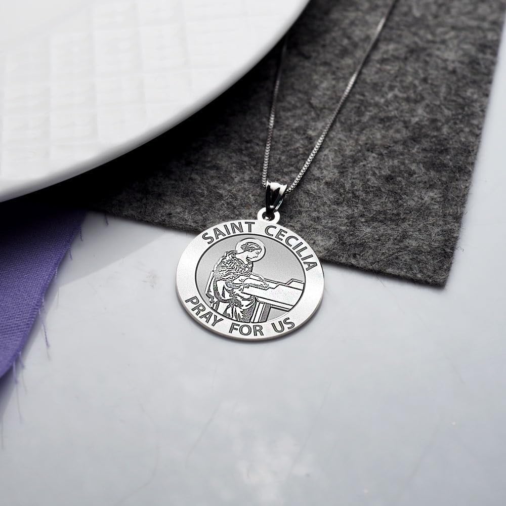 PicturesOnGold.com Saint Cecilia Religious Medal (Grand Piano) - - 2/3 Inch Size of Dime, Sterling Silver - Image 3
