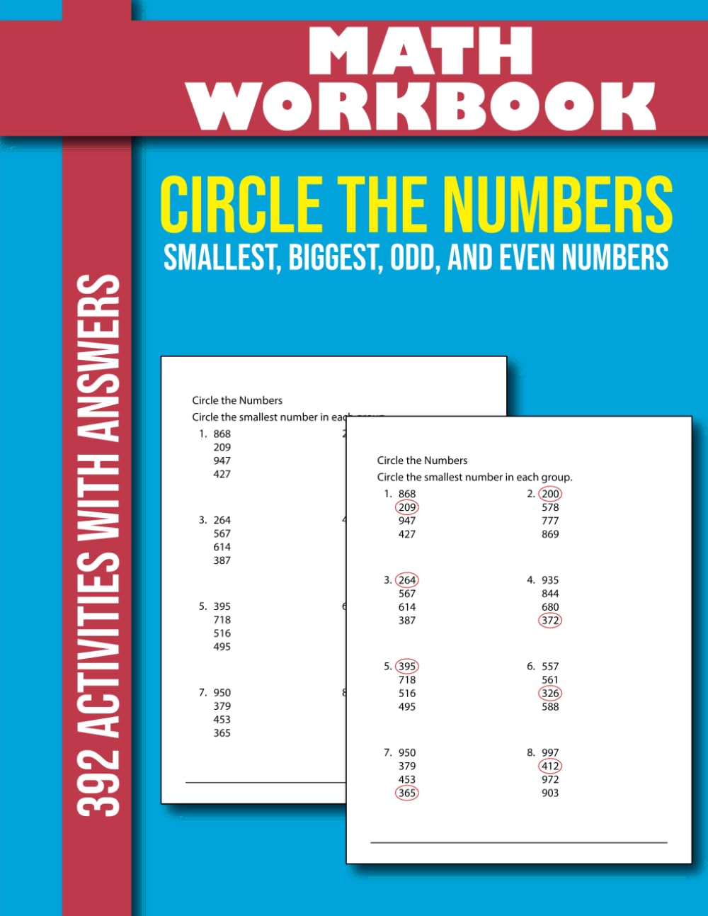Math Workbook Circle the Numbers Smallest, Biggest, Odd, And Even numbers Worksheet: 392 Math Activities with answers