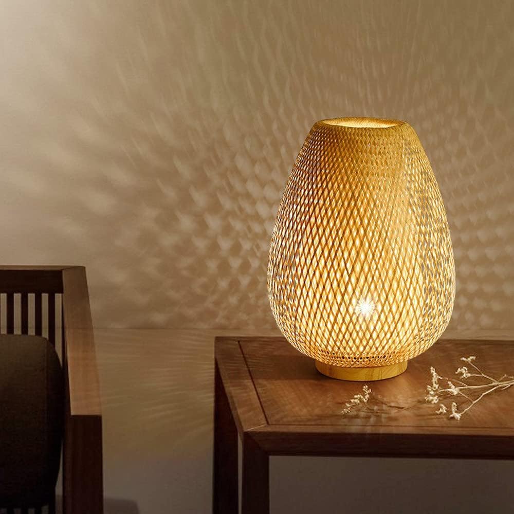 GUANSHAN Main Tissé Bambou Bougie Lampe Style Pastoral Lampe