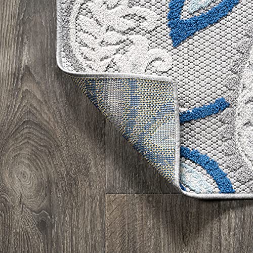 JONATHAN Y Paisley High-Low Indoor Outdoor Runner Rug 2X8 Blue/Light Gray, Julien for Backyard, Patio, Porch, Easy-Cleaning, High Traffic, Pet-Friendly, Non-Shedding (AMC102C-28) - Image 5