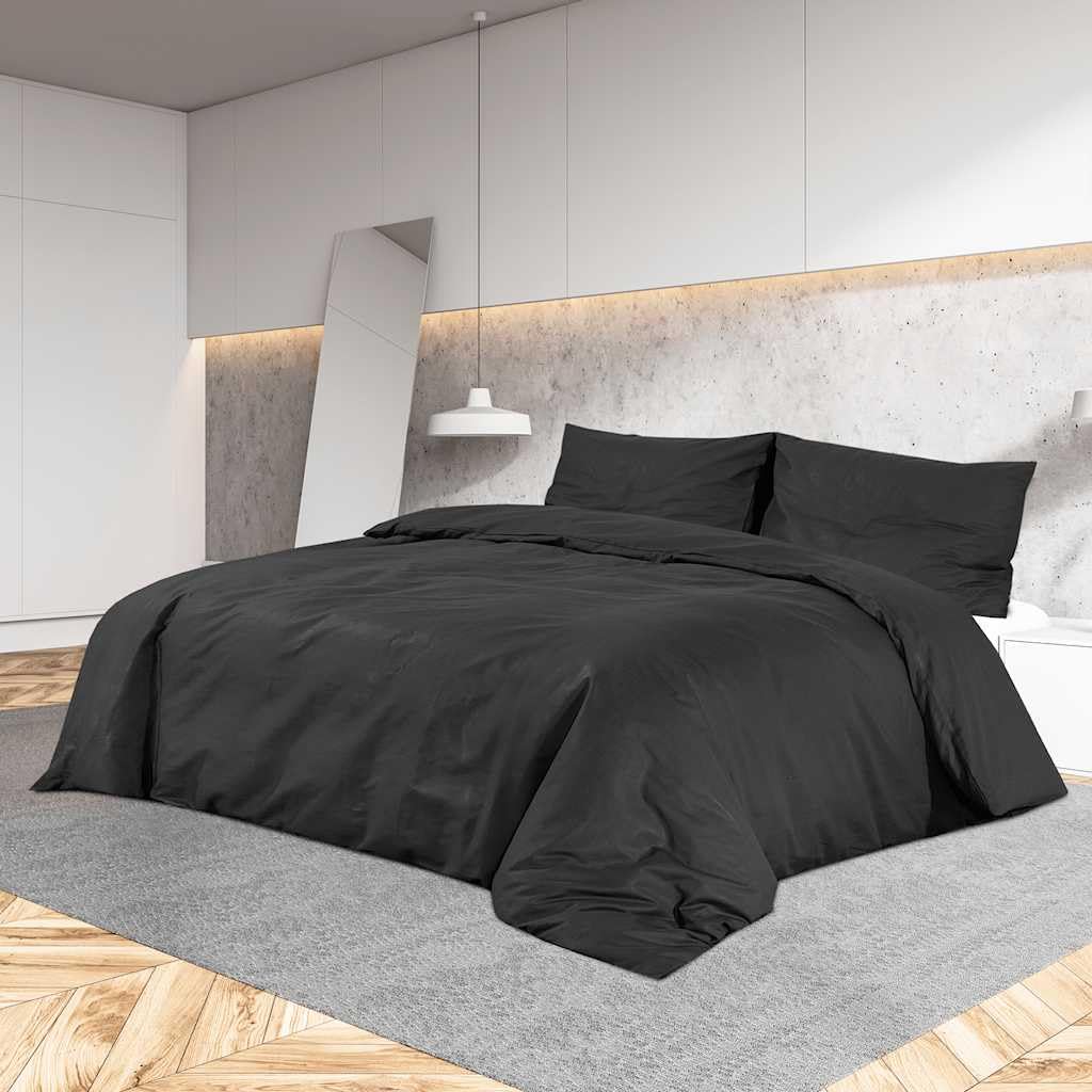 Housse de couette noir 260x240 cm en coton pour créer une ambiance cosy dans votre chambre