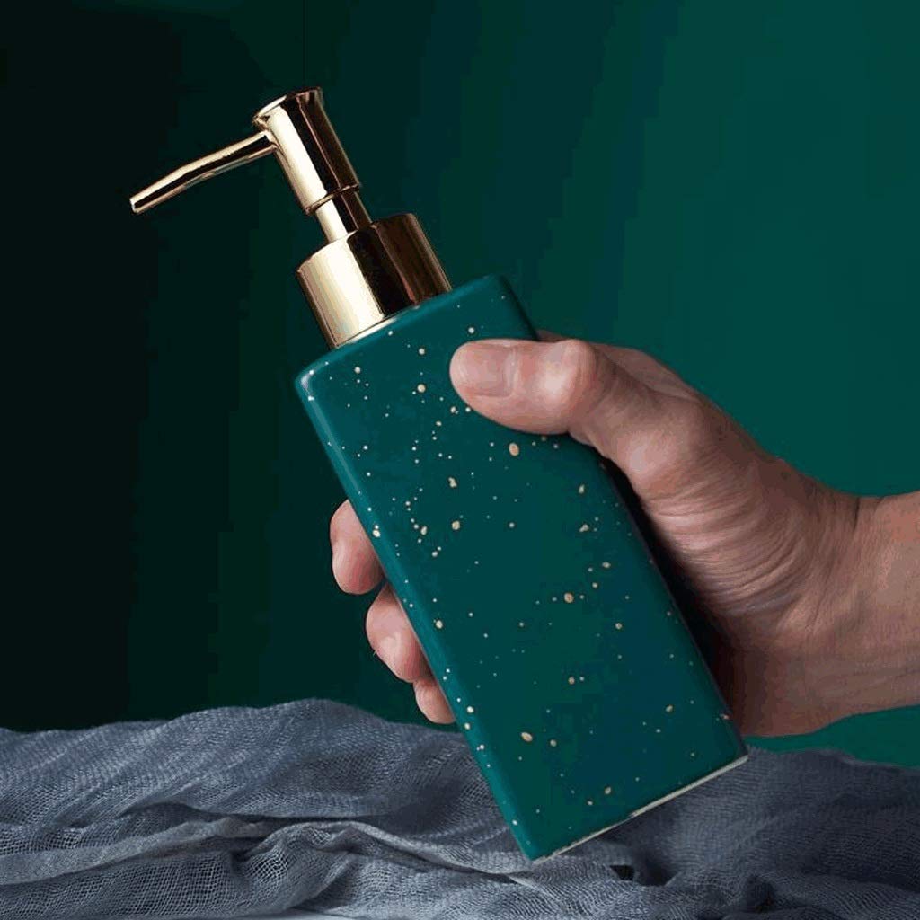 Dispenser di sapone in ceramica, dispenser di lozione con pompa in plastica PP, dispenser di sapone liquido ricaricabile per cucina da bagno dispenser di sapone da 12,3 once