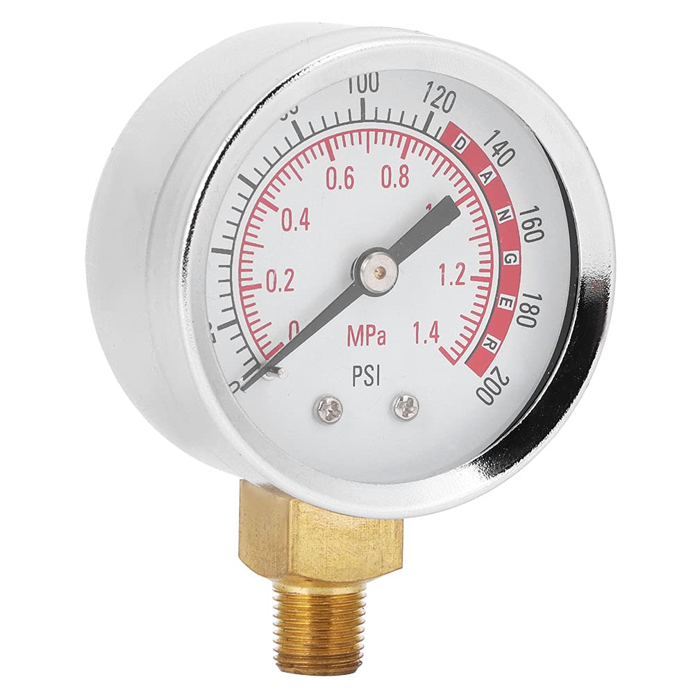 Manometro 0-200PSI, manometro Radiale dell'Aria in Acciaio Inossidabile con connessione Professionale 1/8 NPT, per la misurazione della Pressione Industriale