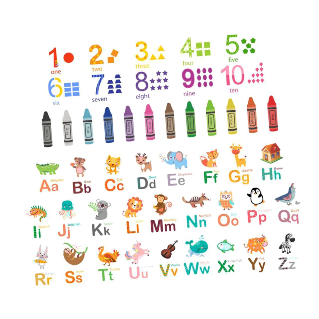 Angoily Cartoon Animal Alphabet Numbers Wall Sticker Fun Boys and Girls' Room Decor Safe PVC Material