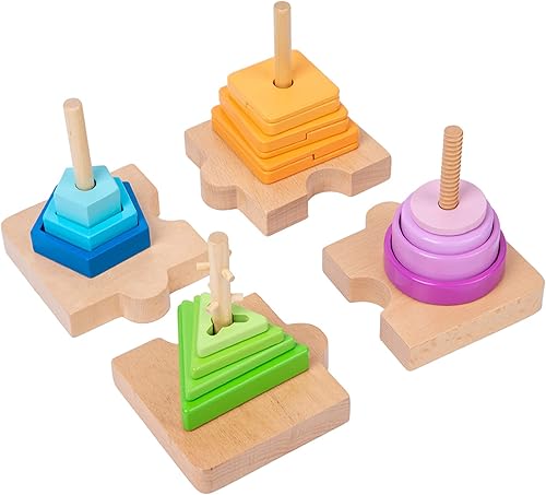 Miniatura 6 de Adena Montessori Juguete de clasificación de color 4 en 1 para niños pequeños, juguete de clasificación de madera con bases desmontables, juguete
