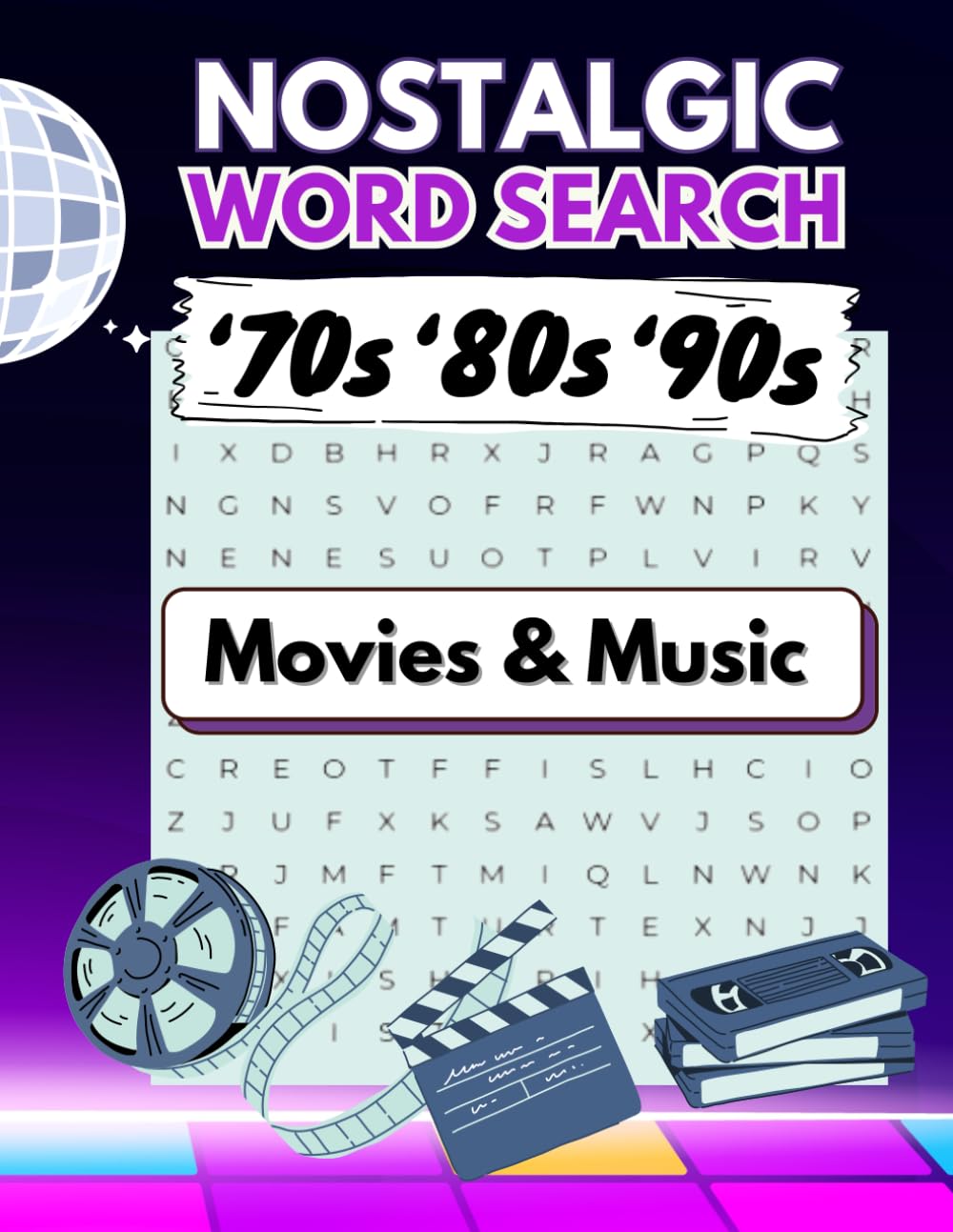 Nostalgic Word Search 70s 80s 90s Movies and Music: Retro Wordfind Puzzles For Adults
