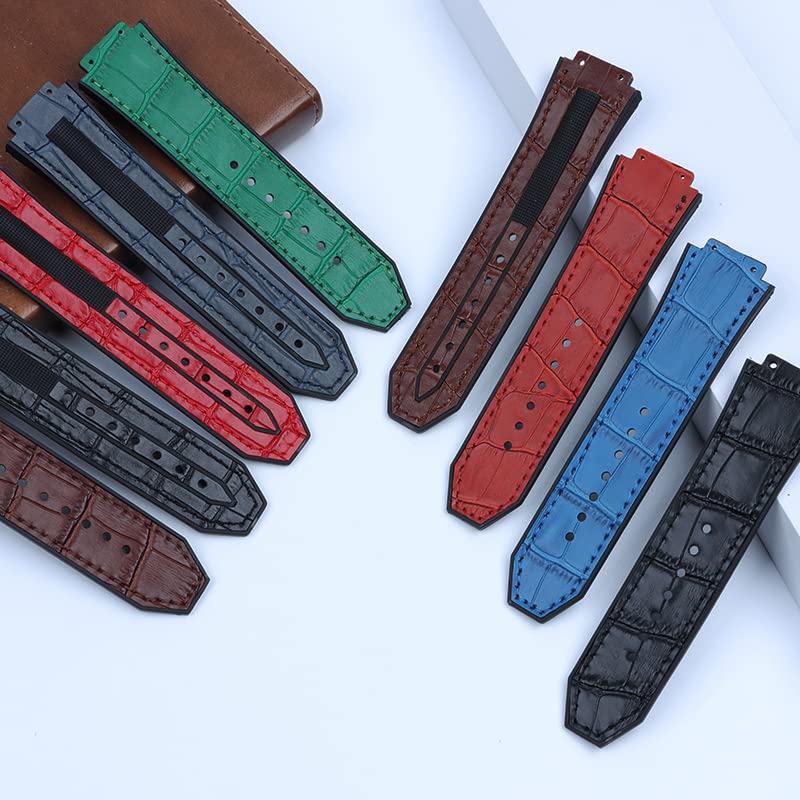 Correa de reloj 25 * 19mm de cuero y silicona compatible con Big Bang con bucle mariposa 7