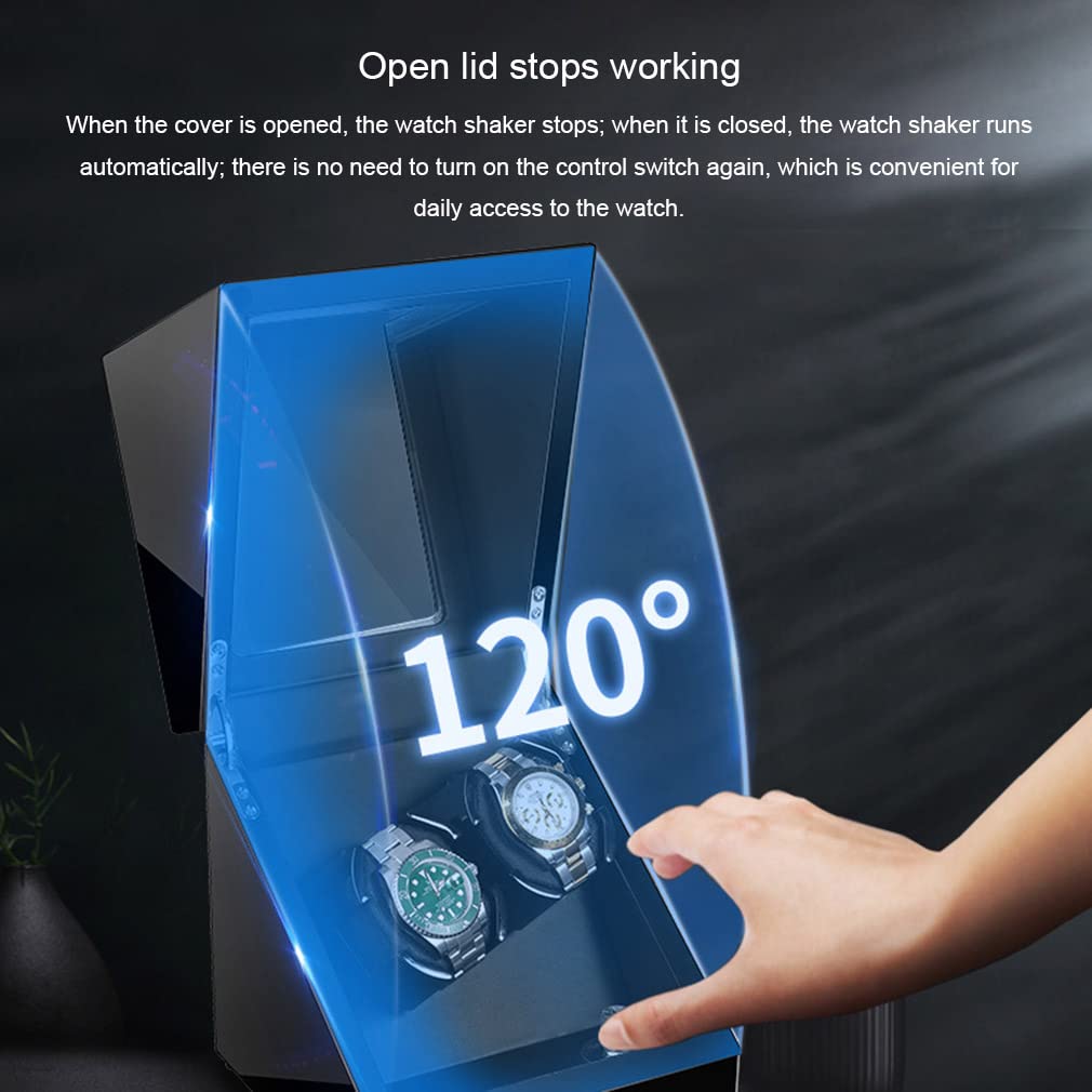 Einzel-Uhrenbeweger für Automatikuhren mit vollständig transparenter Glasabdeckung: einstellbare Geschwindigkeit, 4 Steuermodi und Deckel öffnen/stoppen Present