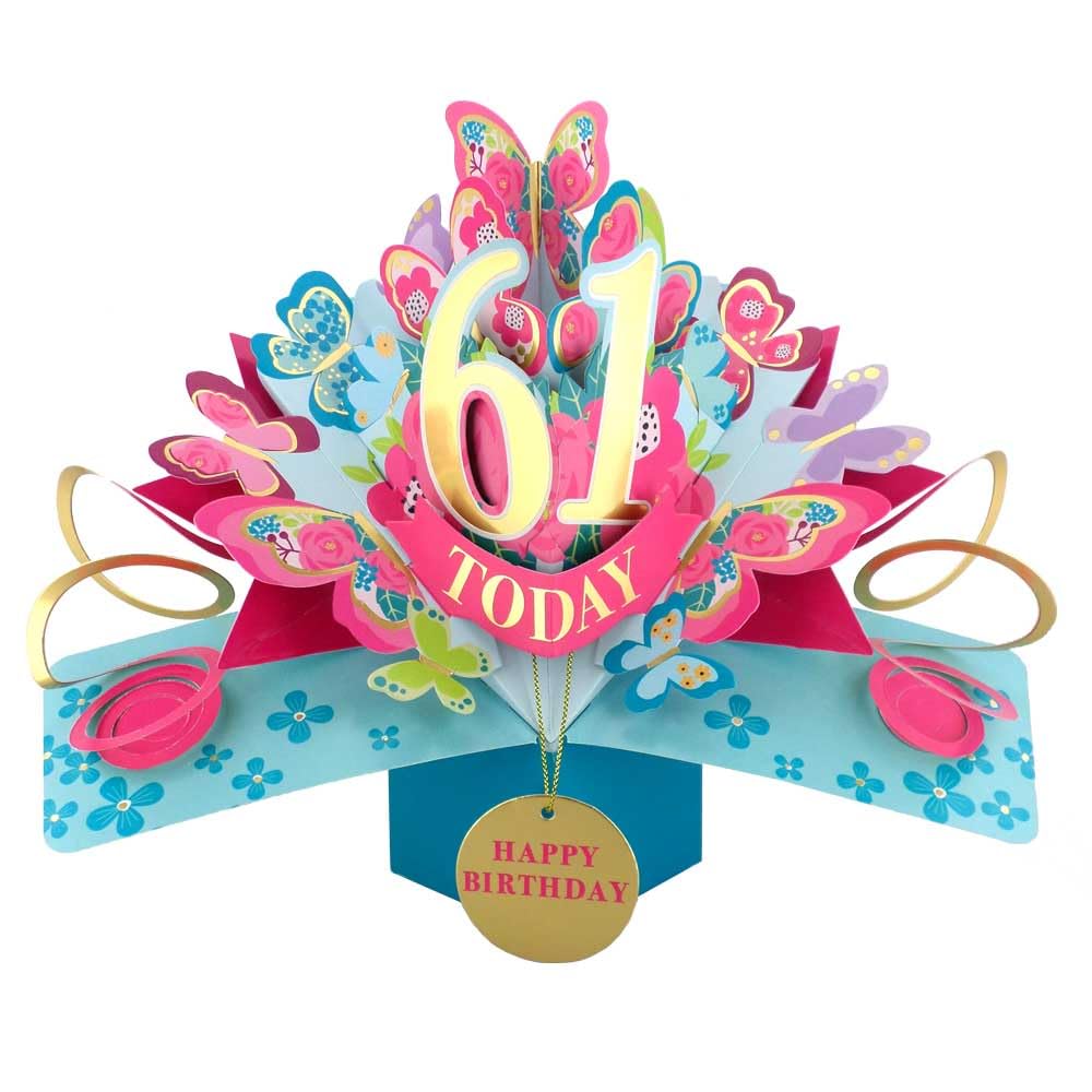 61 Today Happy 61st Birthday Pop-Up Greeting Card Love Kate's Pop Up Cards Her Design POP236MC61