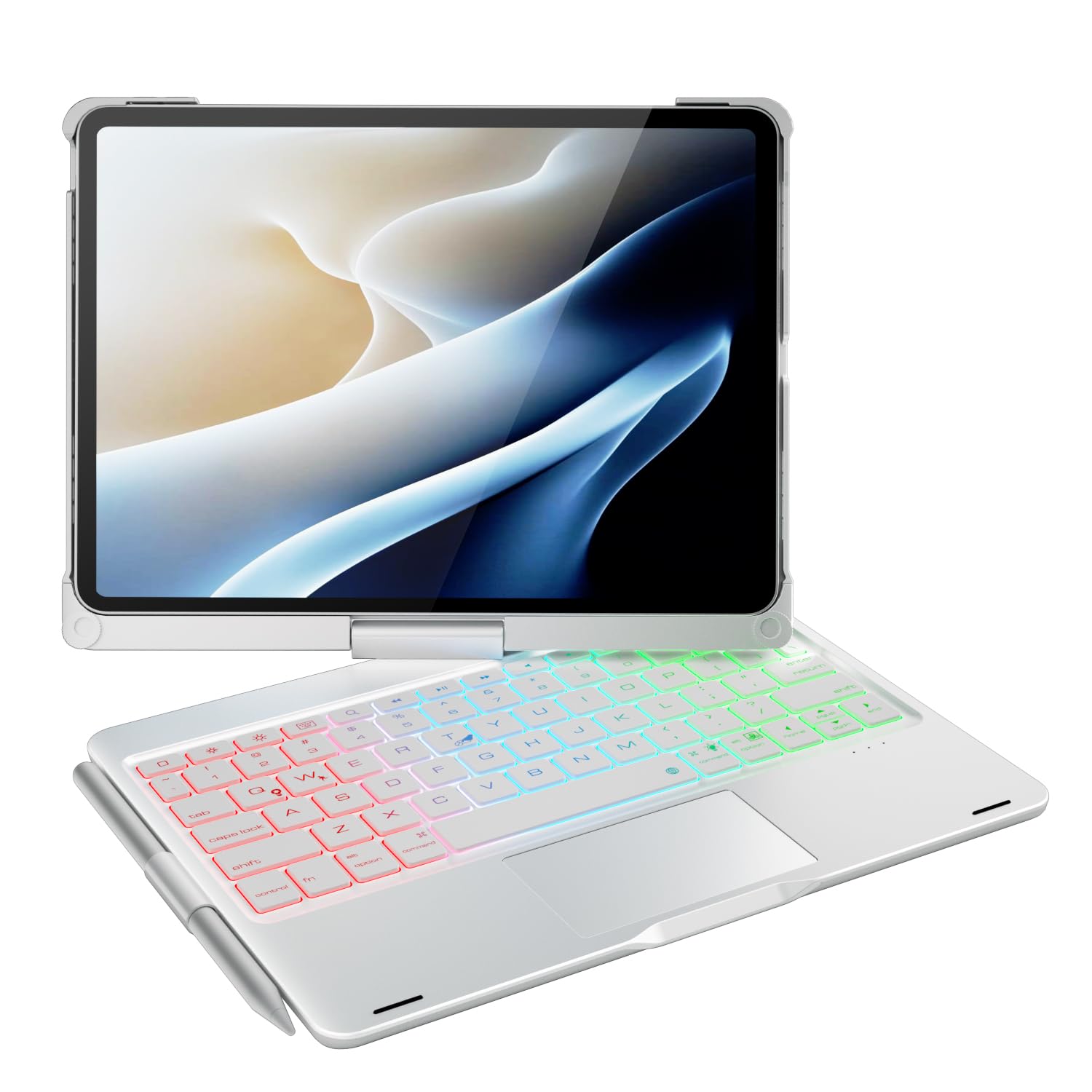 doqo Funda con Teclado para iPad Air 11/iPad Pro 11, Funda con Teclado para Air 11 M3/M2 (2025/2024), Air 5/4ª y Pro 11 de 4ª/3ª/2ª/1ª generación, con trackpad y 360° giratoria