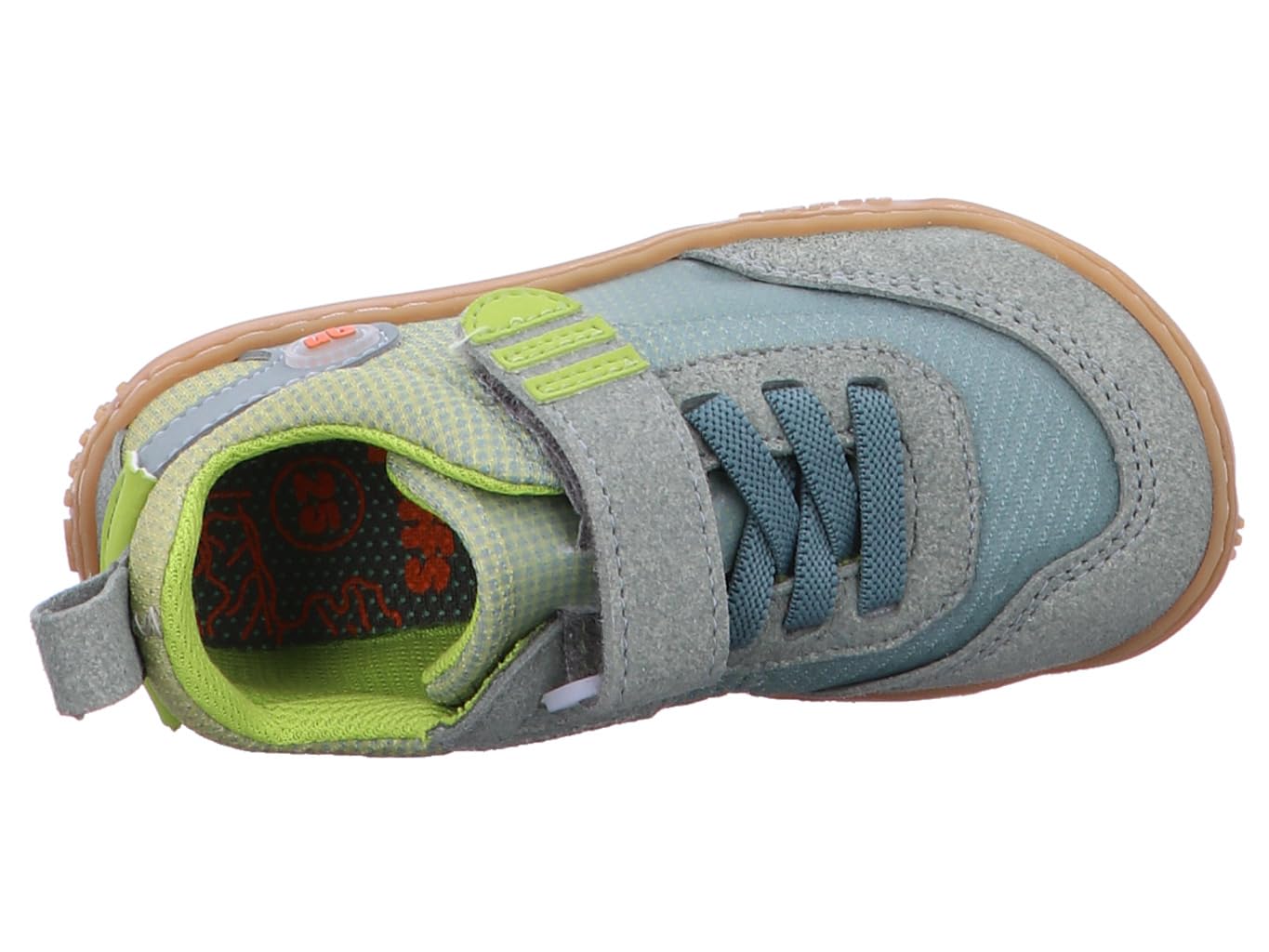 Qnuffs Barfußschuhe FICHTE, Sneaker, Kinderschuh, Unisex, Klettverschluss, Naturkautschuk, Mädchen, Junge, Klatthalbschuhe, waschbar, blau-Kombi, Weite M, Gr.26