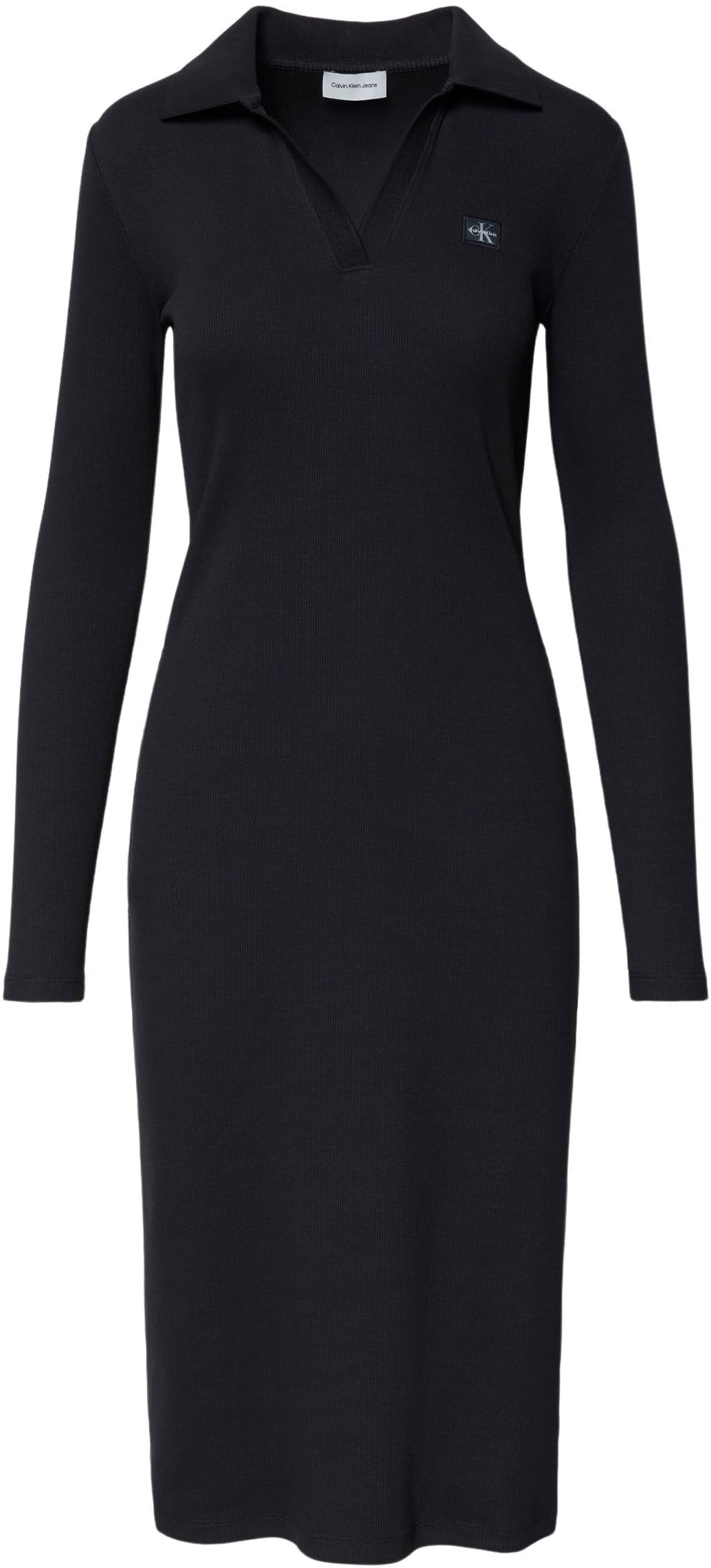 Calvin Klein Damen Ls Woven Label Johnny Collar Mid Lv047e202g Kleider