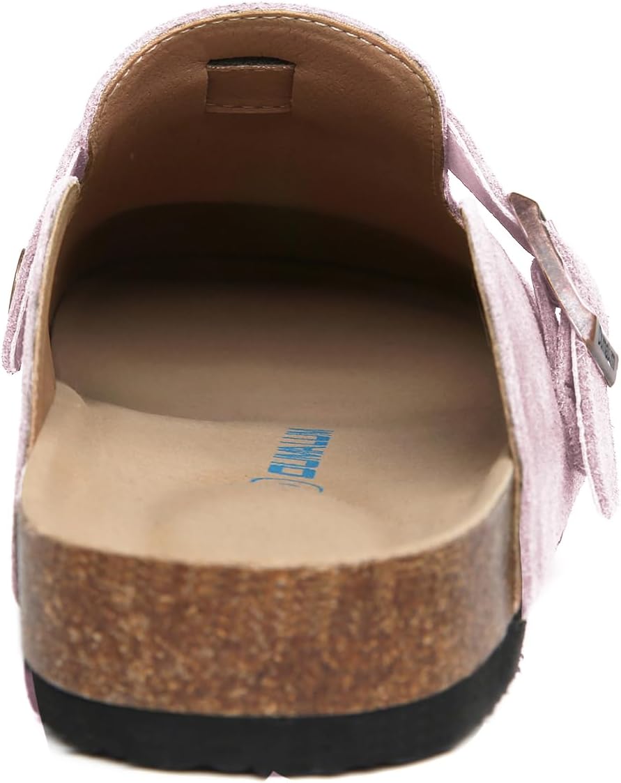 Dumalum Suede Clogs for Women and Men - Adjustable Buckle Slip-on Cork Footbed Mules with Antislip Sole - Unisex Slippers - Image 6