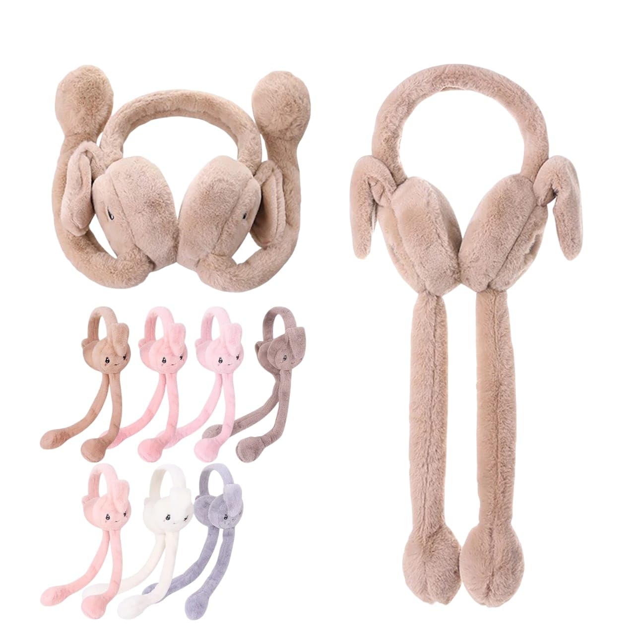 Winter Warm Soft Furry Cute Bunny Ear Plush Earmuffs with Moving Ears For Girls And Womens-image-15
