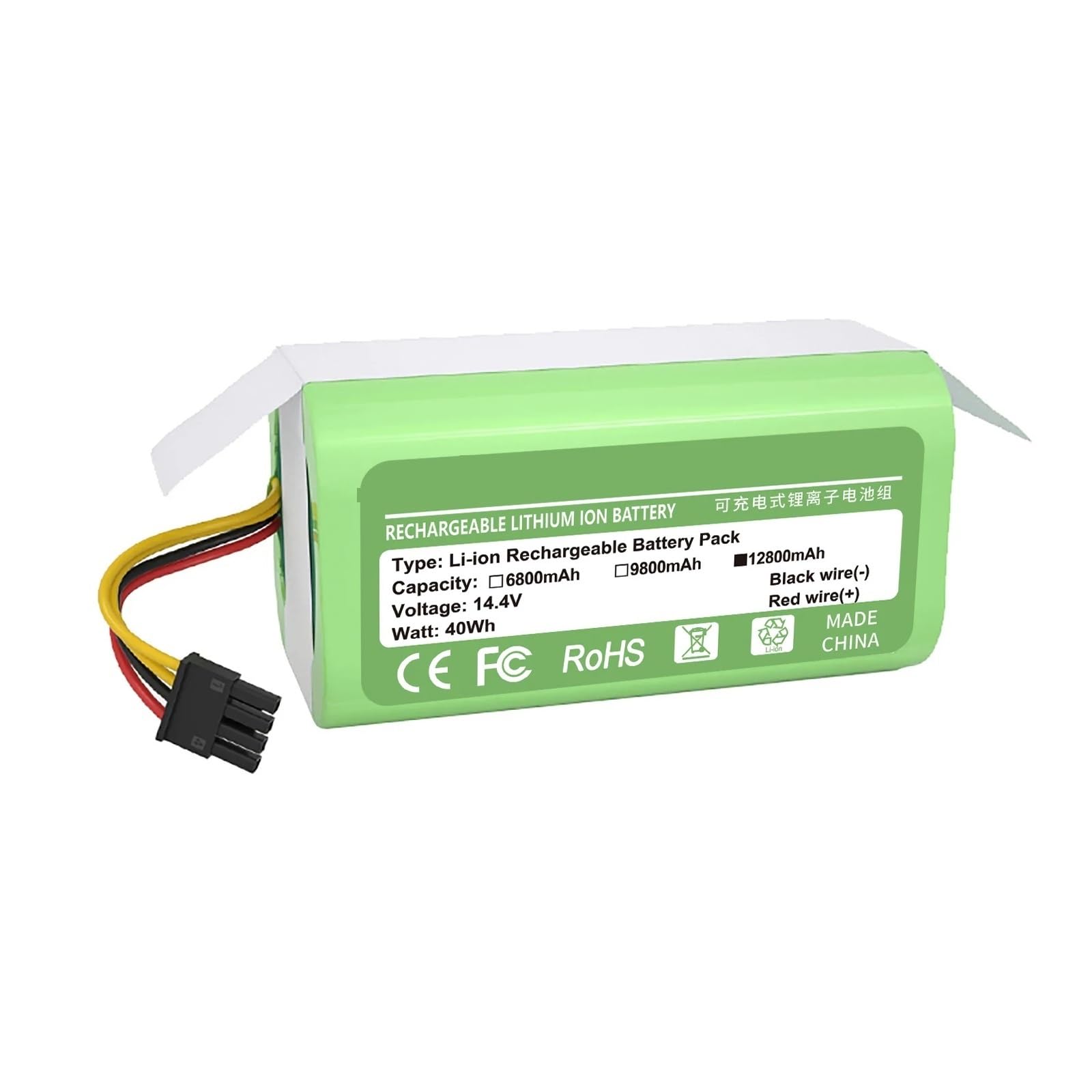 Batería de Iones de Litio de 14,4v 12800mAh, Compatible con Cecotec Conga 1290, 1390 1490 1590, batería de Repuesto for Robot Aspirador