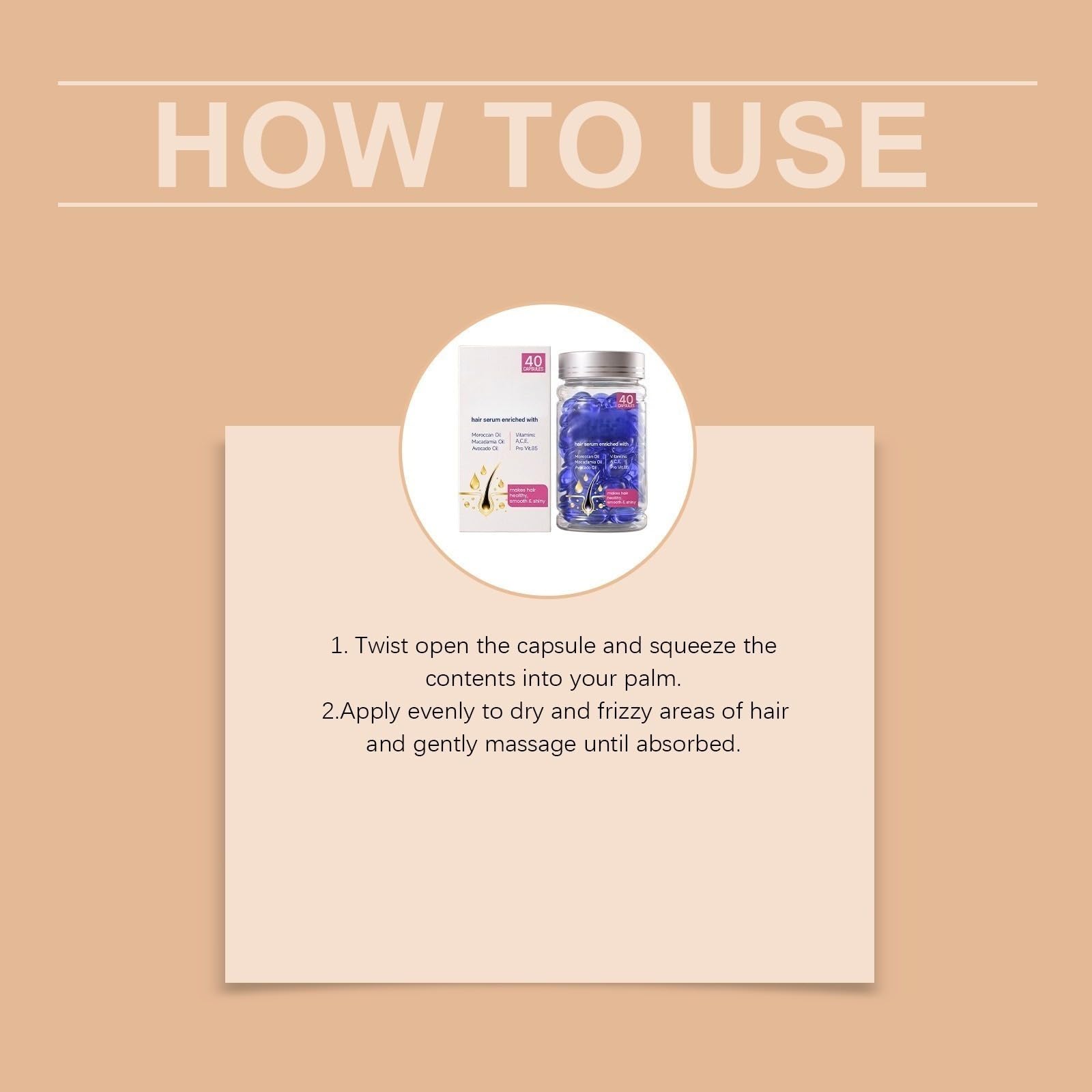 40 Kapseln Haarserum – Macht das Haar gesund, glatt & glänzend – Intensive Pflege für trockenes & geschädigtes Haar