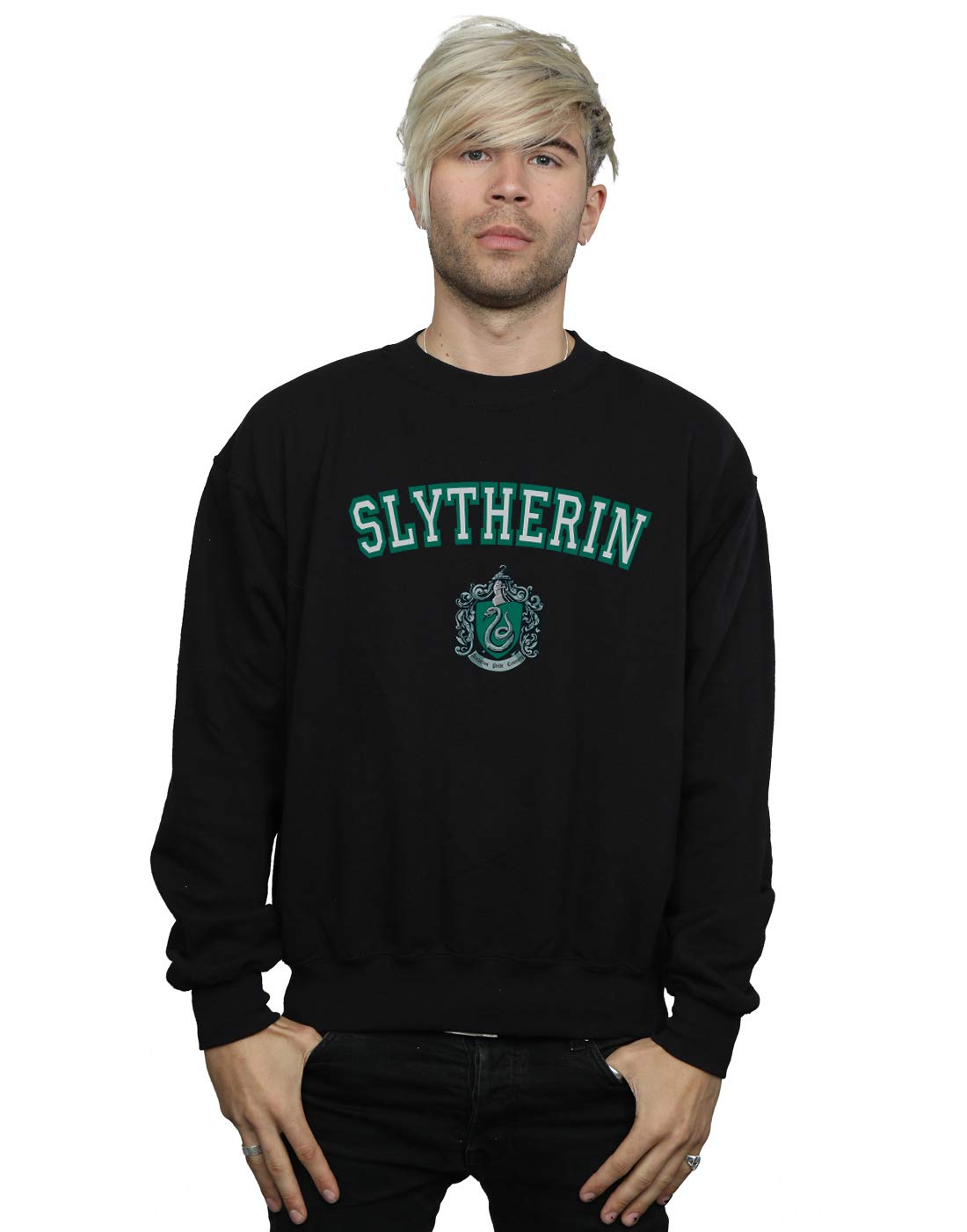 Absolute Cult Men's Black Harry Potter Slytherin Crest Sweatshirt Small
