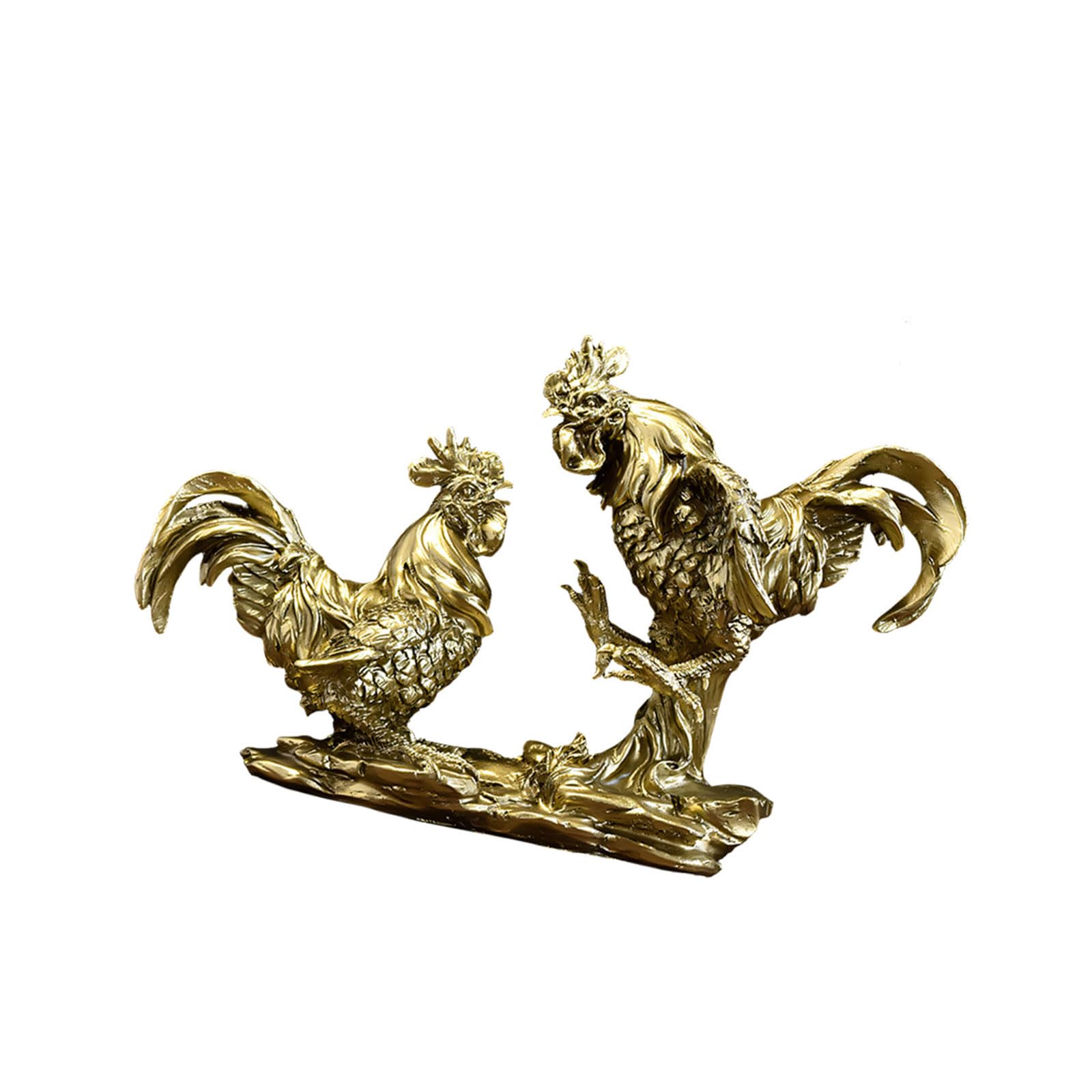 Shunzhong Resin Rooster Statues Chicken Figurines Sculptures Ornament for Bookshelf Home Decors Fengshui Ornament Collections Resin Animal Figurine