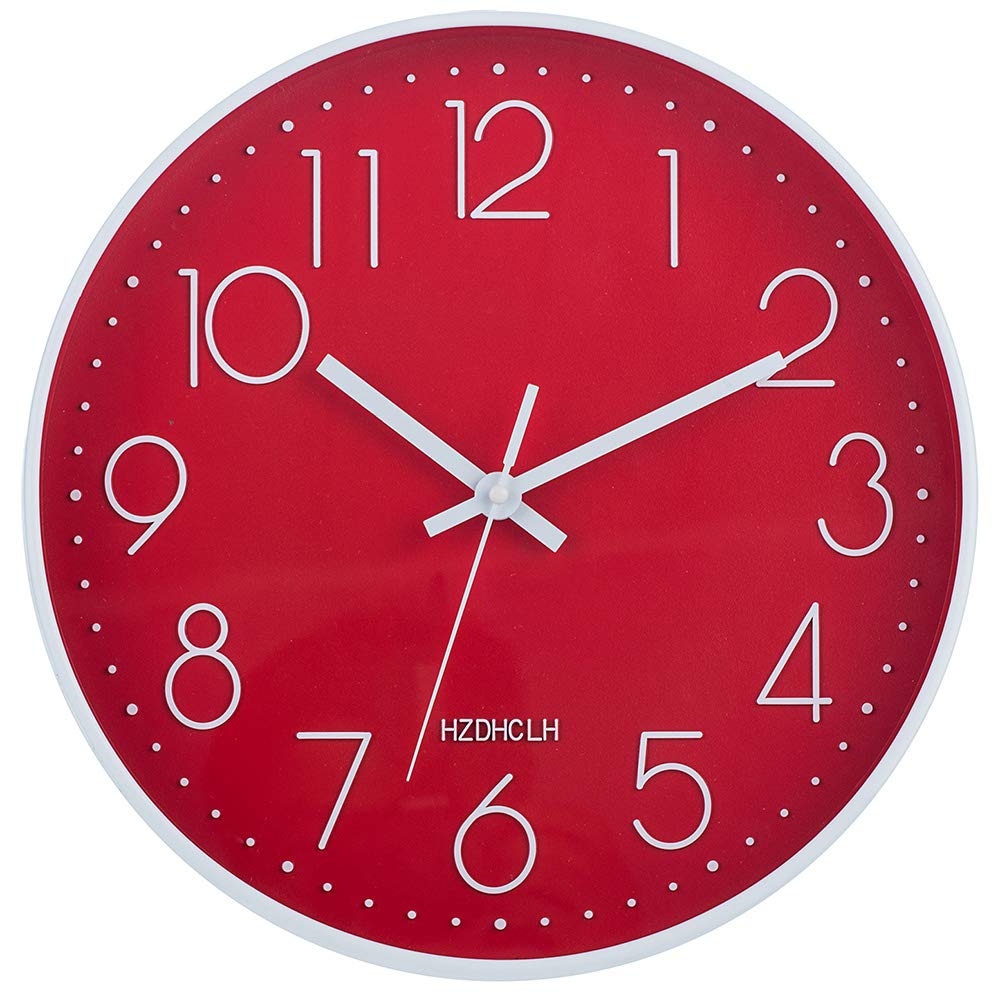 HZDHCLH Wall Clock Silent Non Ticking - 12 Inch Quality Quartz Round Easy to Read for Home/Office/School