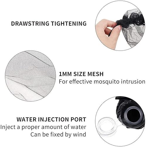 Miniatura 5 de cjc Paraguas de patio M-osquito red con puerta con cremallera, pantalla de malla de poliéster, altura de diámetro ajustable, para patio al aire