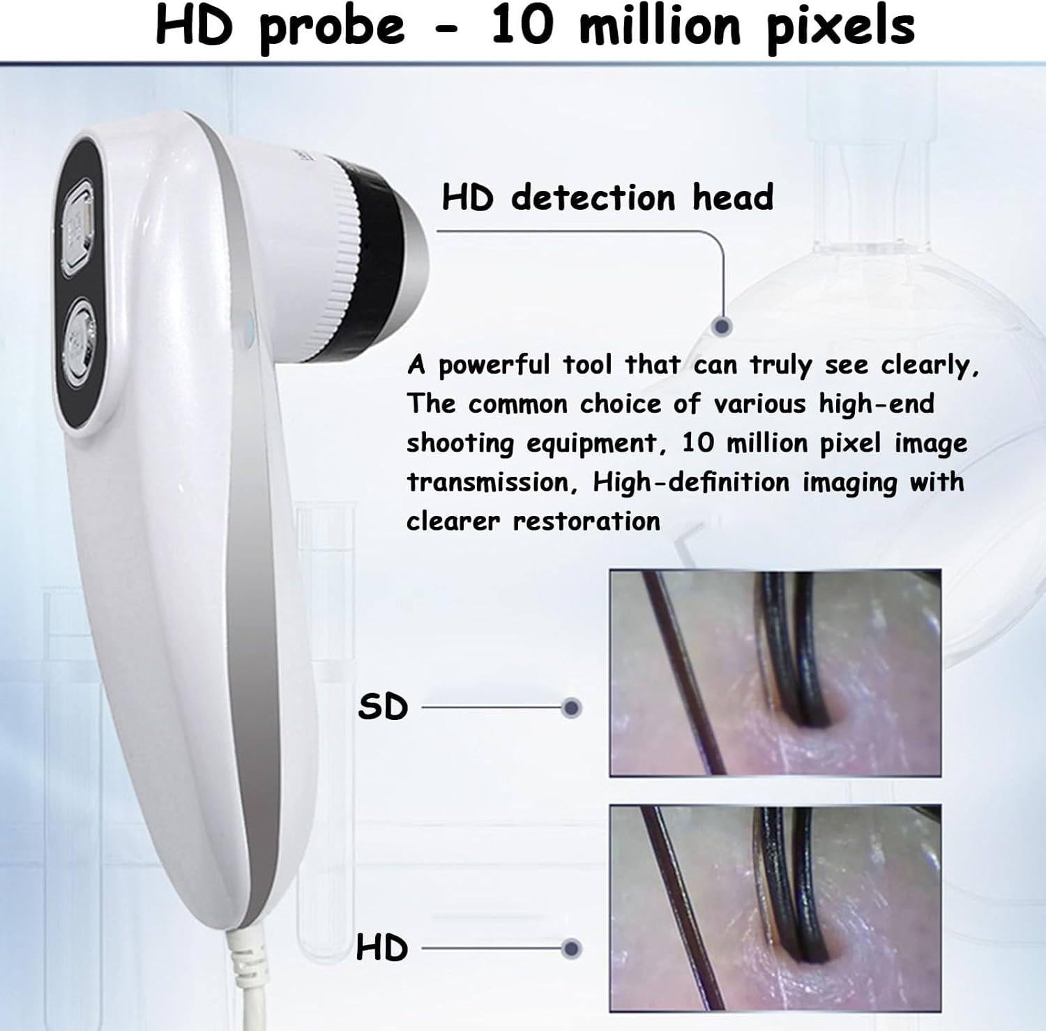 11 Zoll Digitaler Haartester & Mikroskop, multifunktionales Analysegerät für Haut, Haar und Kopfhaut, HD-Display zur Öl-, Feuchte- und Follikeluntersuchung