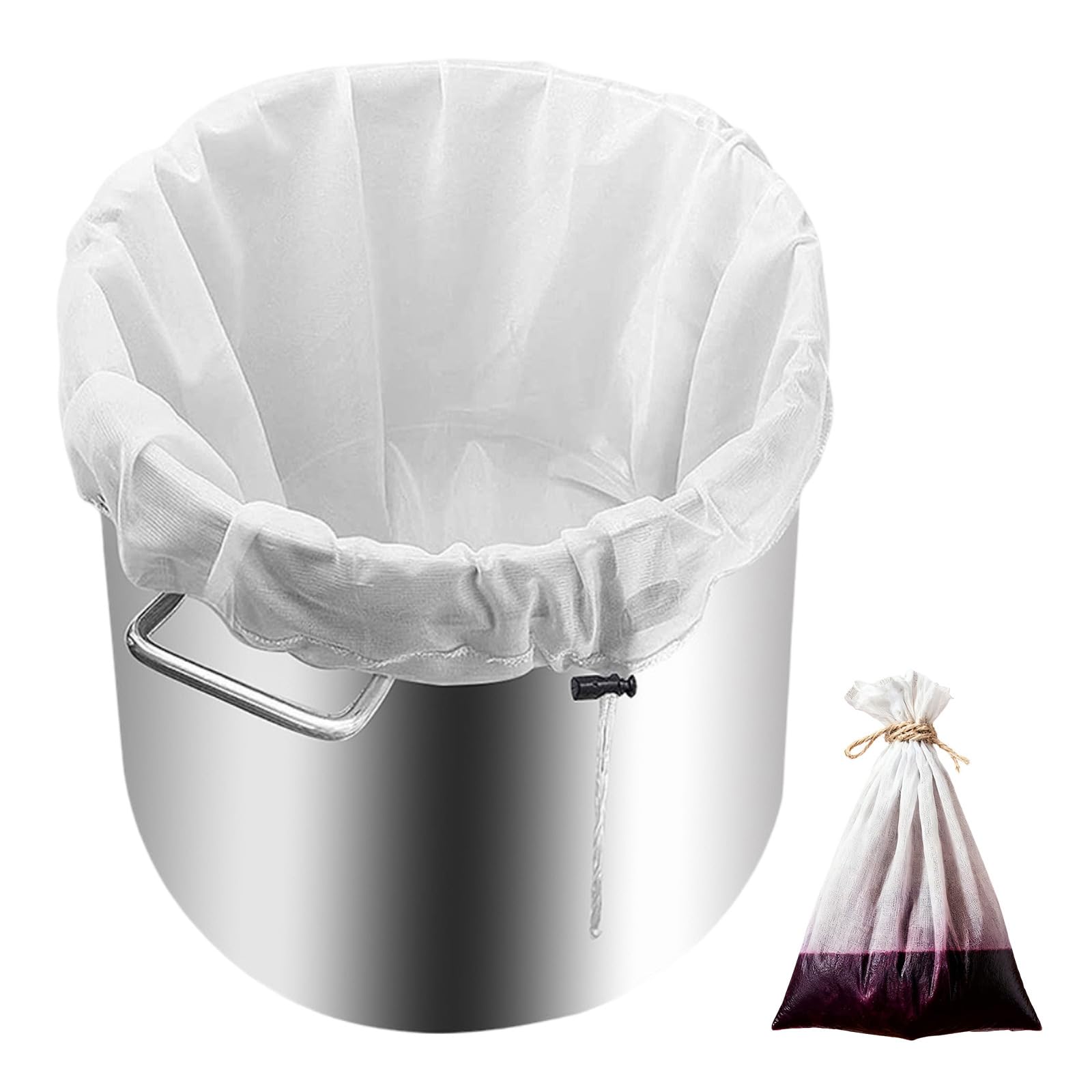 ZenithQuest Reusable Brew Bags 46x40cm, 50 Micron Fine Mesh Polyester Straining Bag with Drawstring Closure, Food-Safe Filter Bags for Home Brewing Beer Wine Jam Nut Milk & Cooking