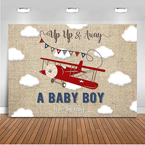 Mocsicka Vintage Aircraft Baby Shower Backdrop 7x5ft Old Plane It's a Boy Ba