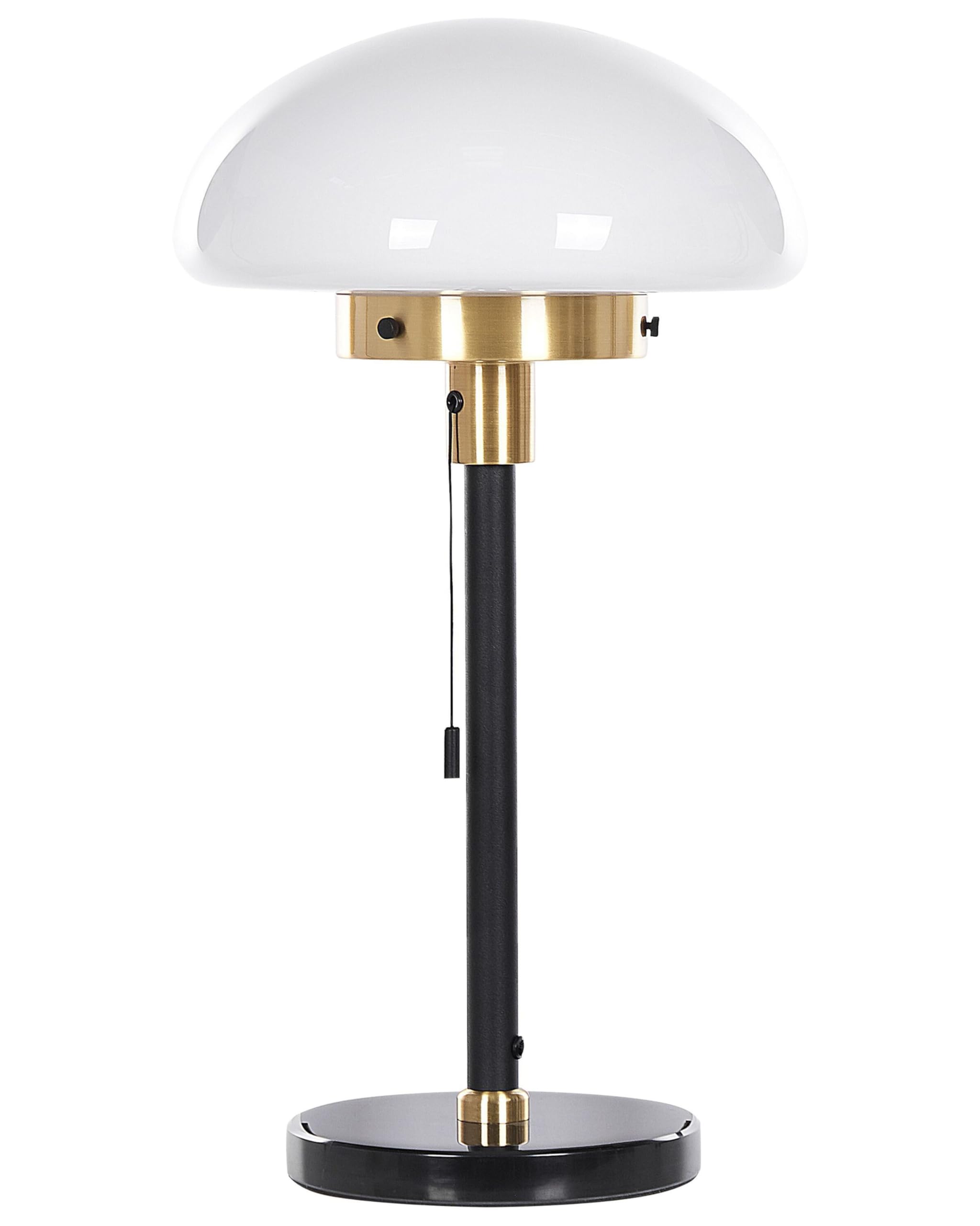Beliani Table Lamp Metal Base Globe Glass Black Matt E27 Living Room Bedroom, MINIJA