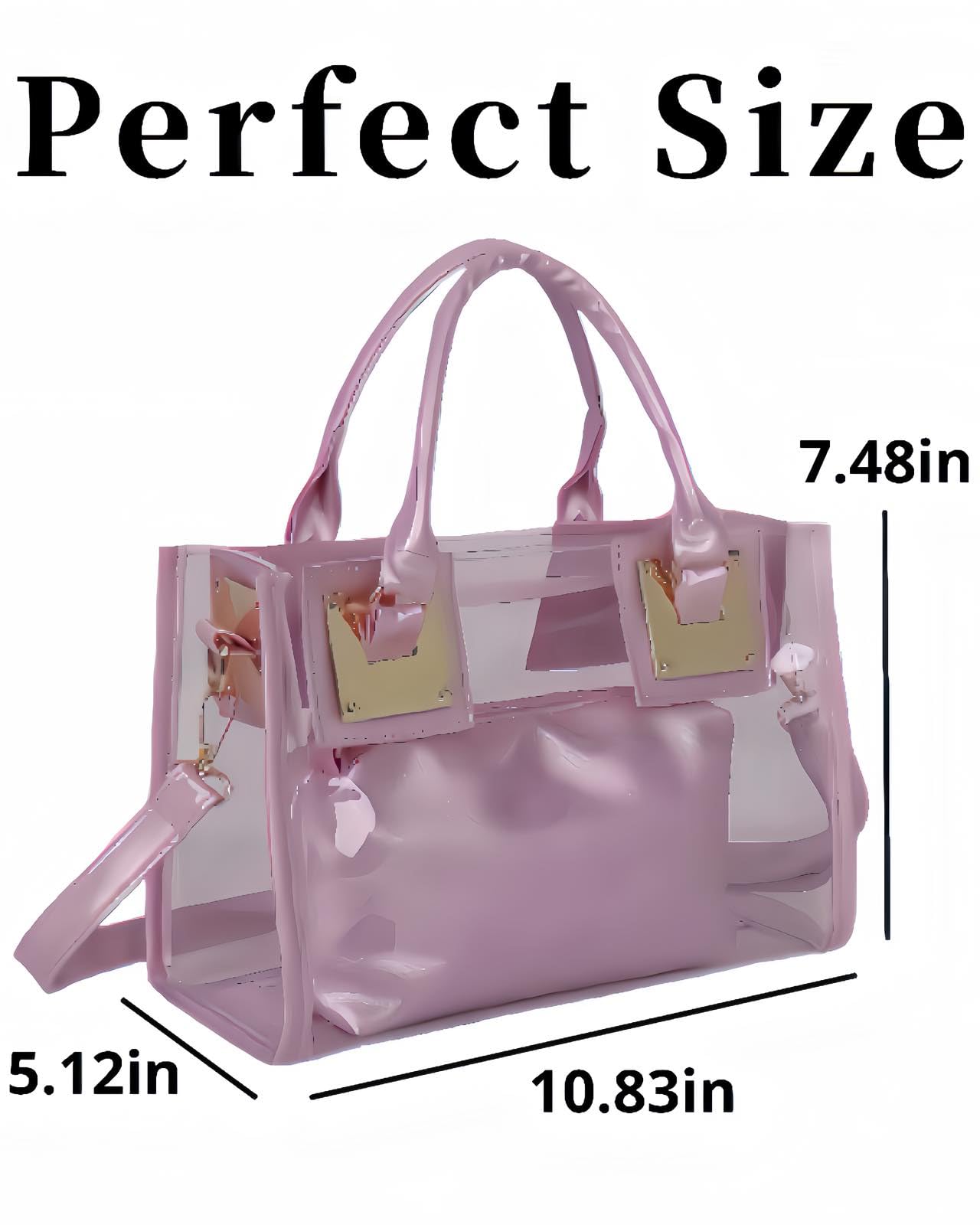 Clear Bag for Stadium Events Crossbody Bag for Women Tote Bag Cute PVC Clear Purse Concerts Sports Events Festivals (Black)