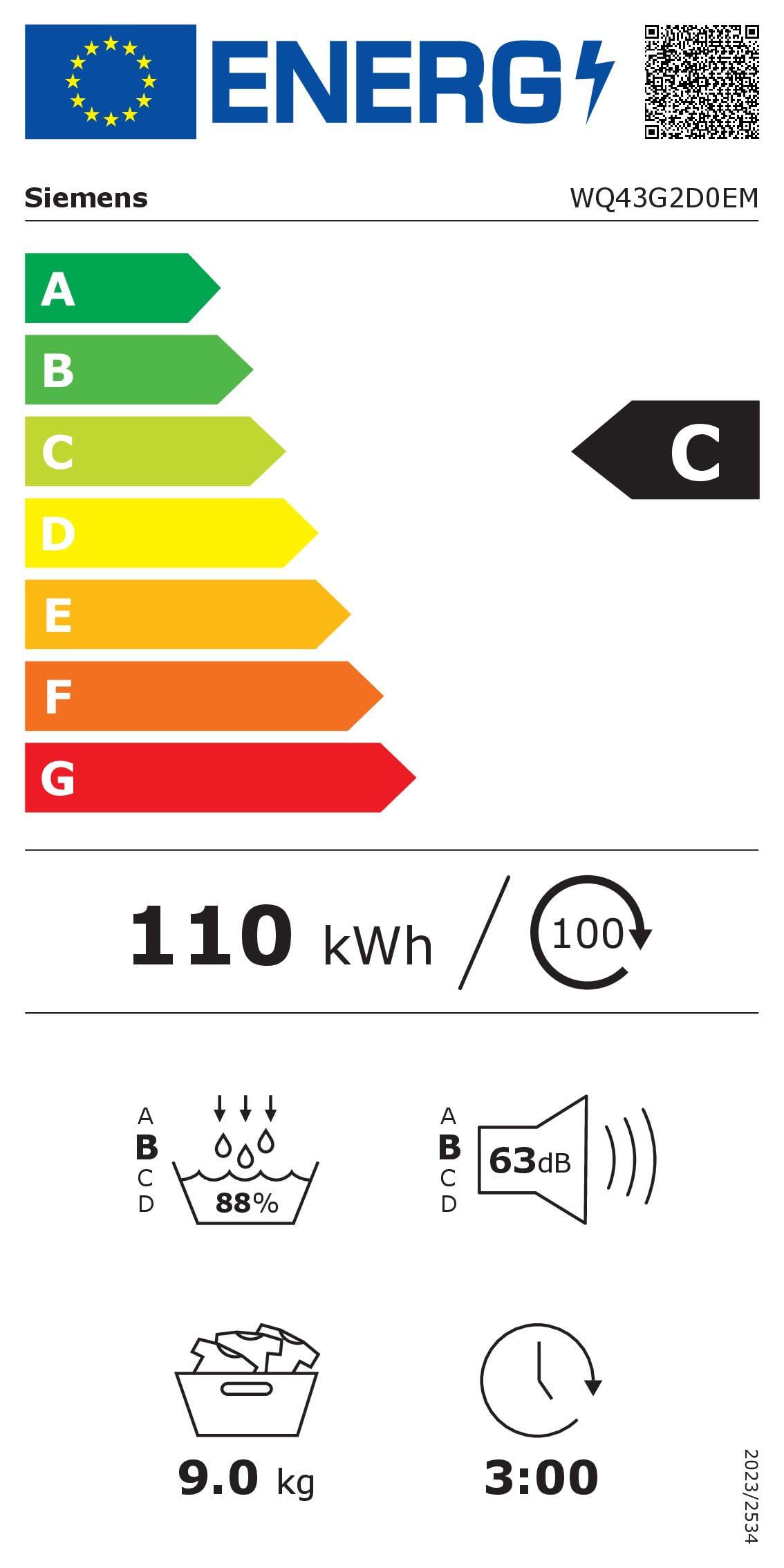 Siemens WQ43G2D0EM, iQ500, Smarter Wärmepumpentrockner 9 kg, autoDry, speedPack, Reversierende Trommel, Nachlegefunktion, halbe Beladung, Trommelinnenbeleuchtung, Weiß