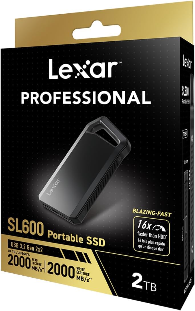Lexar SL600 SSD แบบพกพาภายนอก ในบรรจุภัณฑ์ขายปลีก