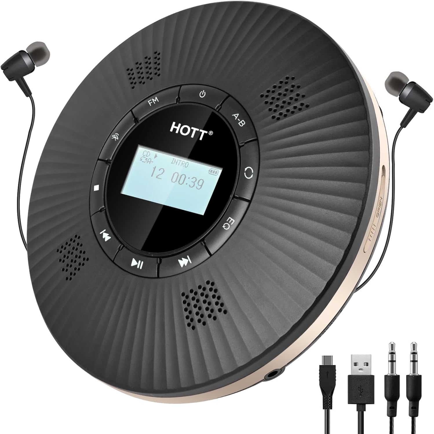 CD Player tragbar mit Lautsprechern, HOTT CD Player mit Bluetooth und