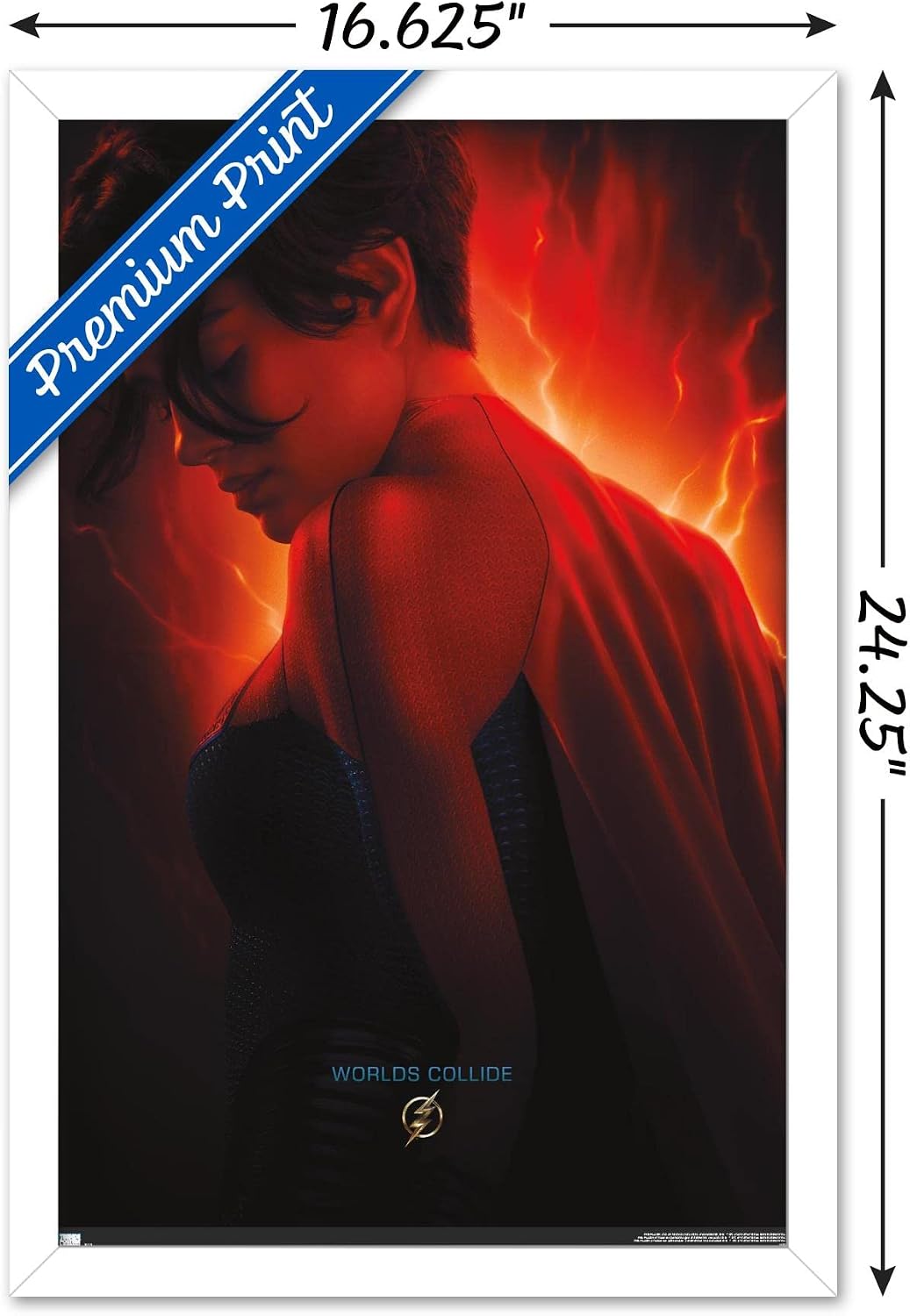 Trends International DC Comics Movie The Flash - Supergirl One Sheet Wall Poster, 22.4L x 14.7W, White Framed Version