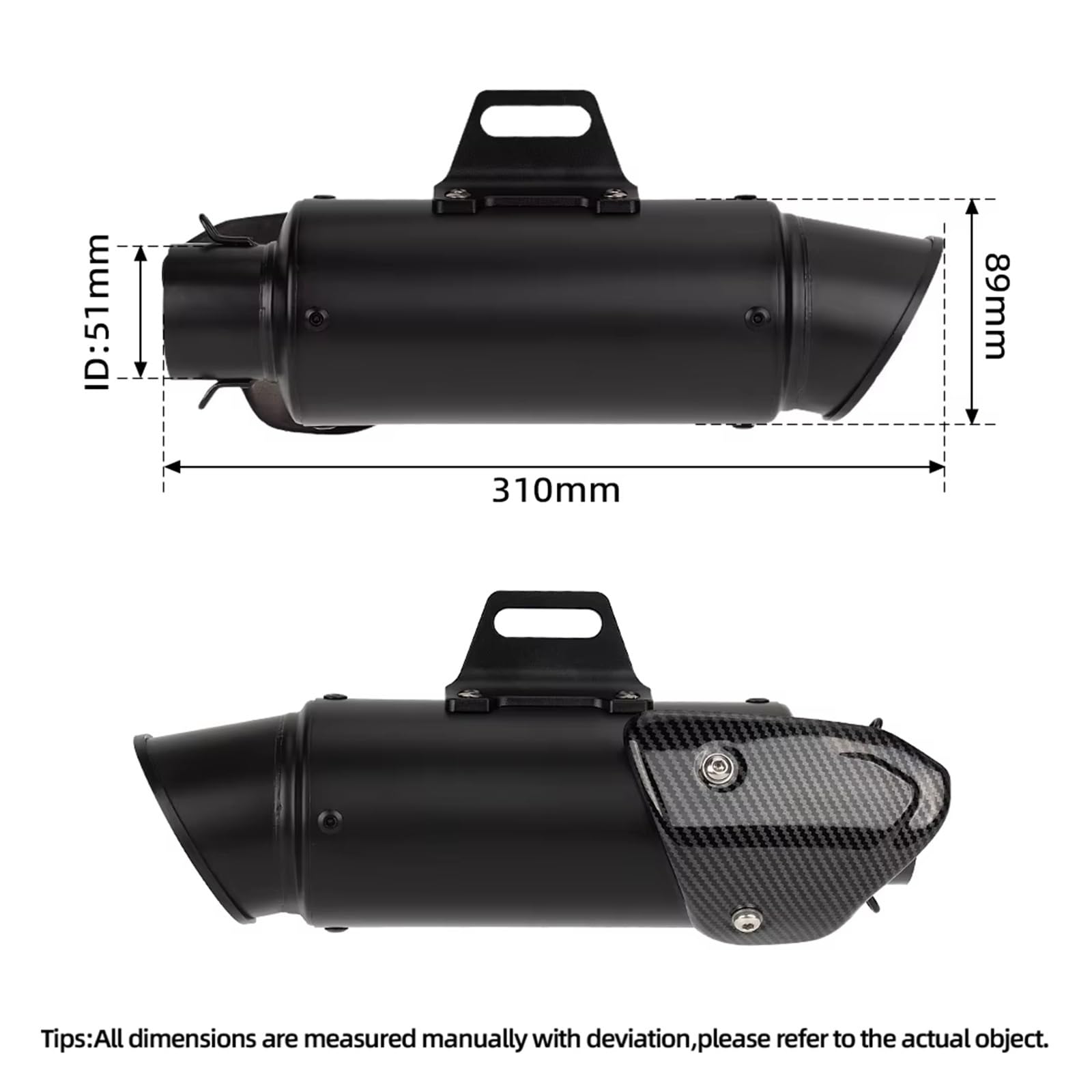 silencioso escape moto Para R125 Para MT15 Para NINJA250 GSXS125 | Para GPR150 Para CBR150R Para TNT125 Silenciador escape universal para motocicleta 51 mm con cubierta y DB Killer(C)