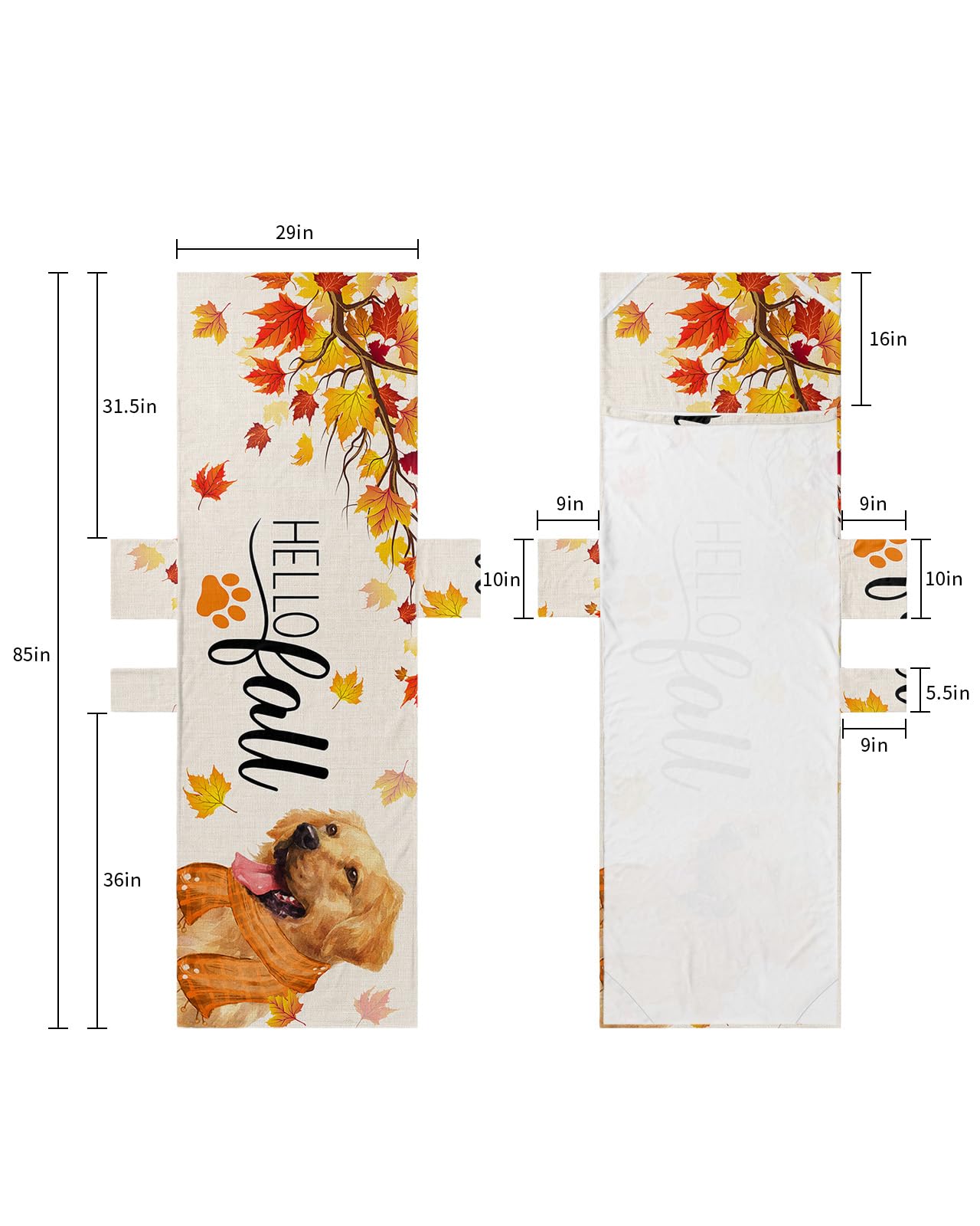 Thanksgiving Animal Dog, Beach Lounge Chair Towel Cover, Soft Chaise Lounge Towel with Side Pockets Patio Pool Chairs Cover for Beach/Pool Sunbathing 29x85 Rustic Fall Maple Leaves
