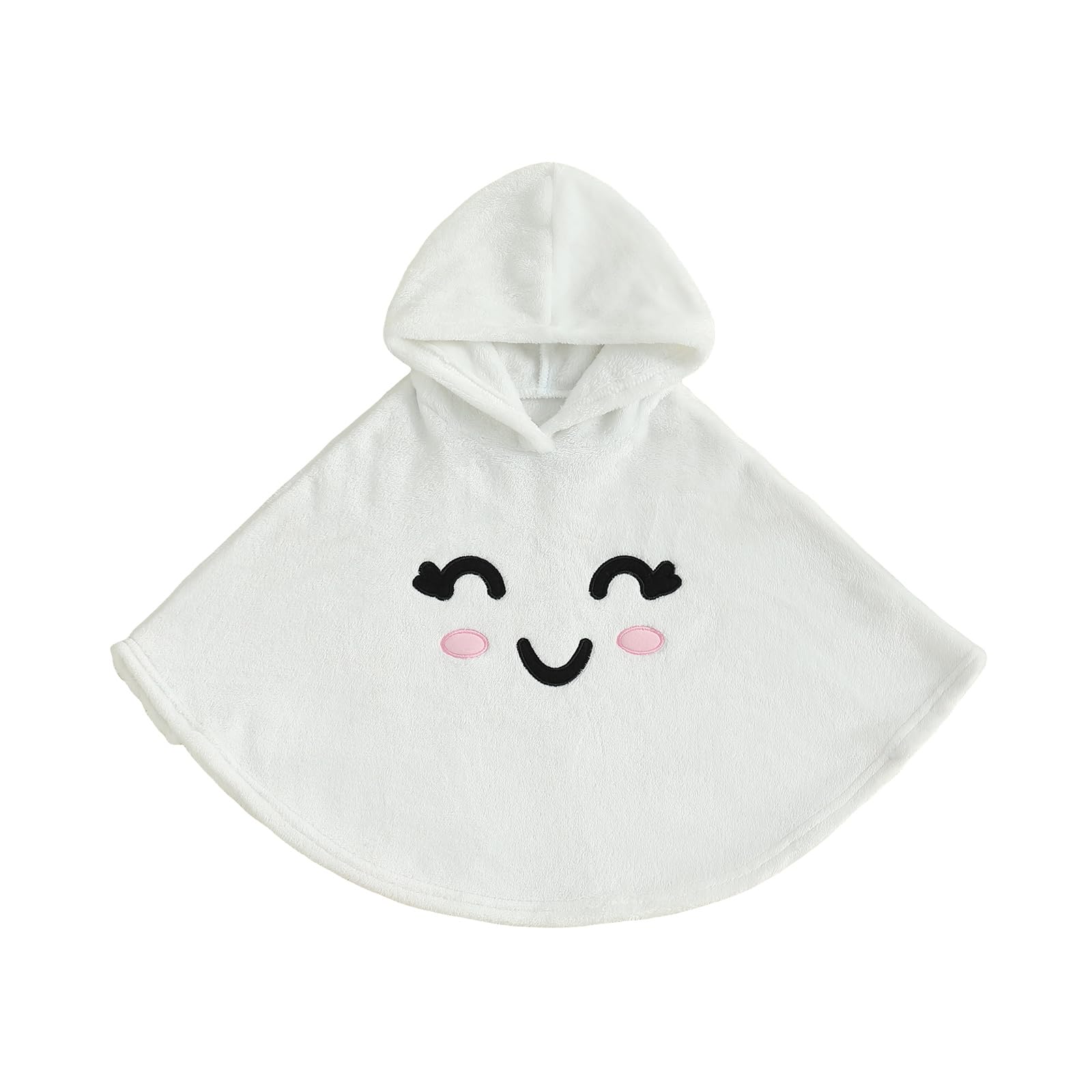 MoKid Ssdwer Kids Toddler Boy Girl Halloween Costume Ghost Smile Embroidery Cloak Hooded Cape Poncho Fancy Party Cosplay Outfits (D Ivory, 18-24 Months)