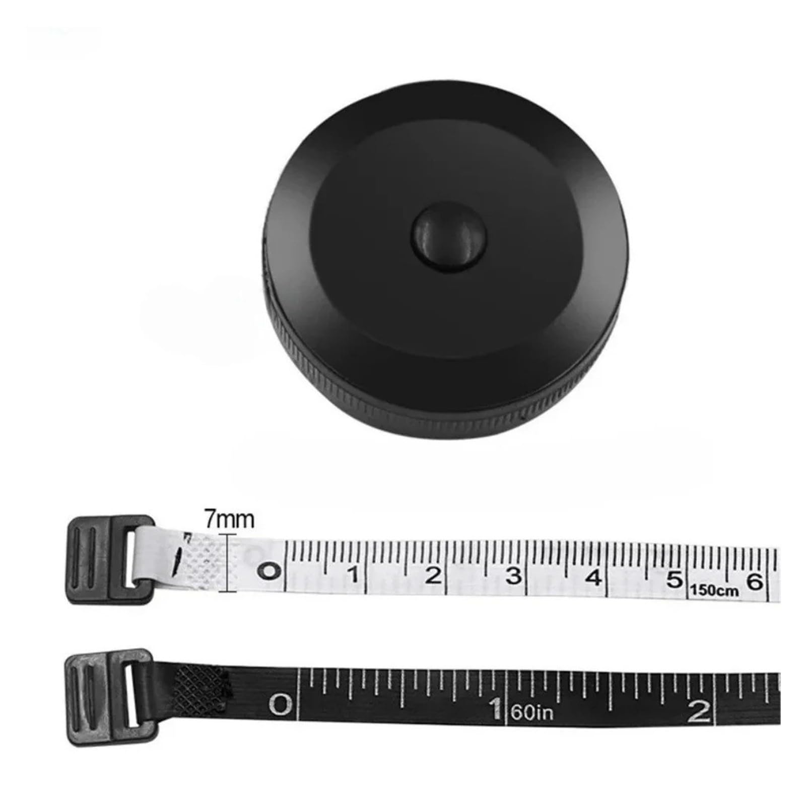 Portable for Mini Keychain Tape Measure Retractable Soft Ruler 150 cm Sewing Fabric Tool (Black)