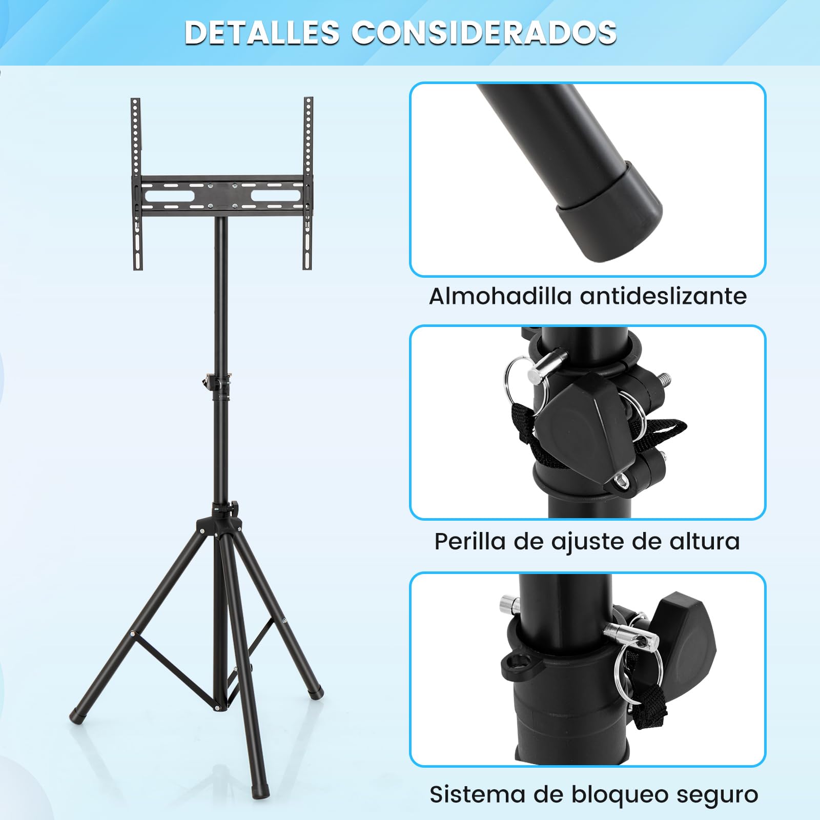 COSTWAY Soporte TV Pie para Pantallas 21-47 Pulgadas, Altura Ajustable y Capacidad de Carga de 35 kg, Soporte de Mesa para Televisor LCD OLED, Base Antideslizante