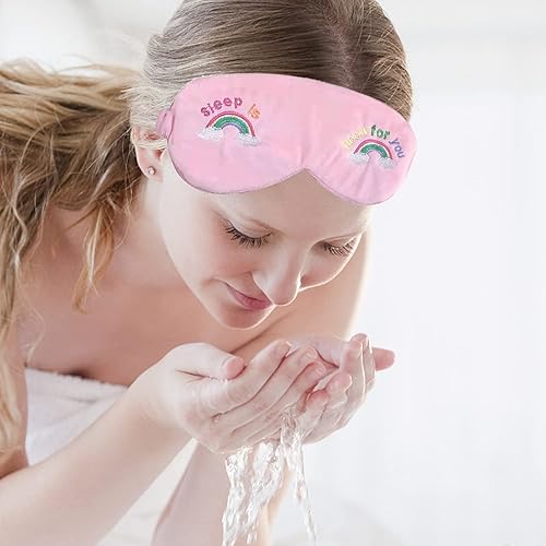 Miniatura 5 de 3 piezas de antifaz para dormir, suave y cómoda, máscara de dormir con estampado de arco iris, cubierta de ojos de felpa con tapones de espuma