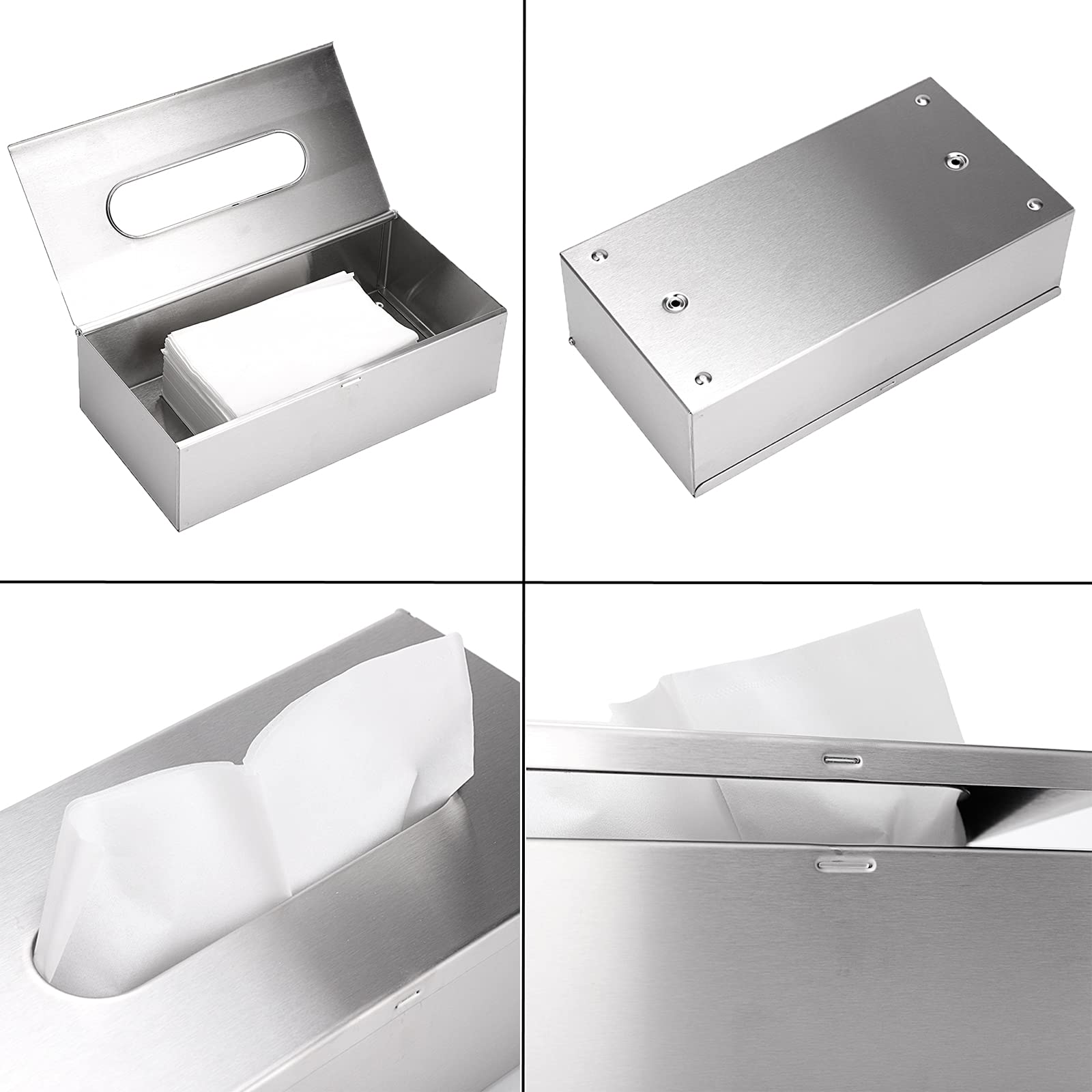 BTSKY Rectangular Tissue Box Cover, Modern Metal Tissue Holder Box