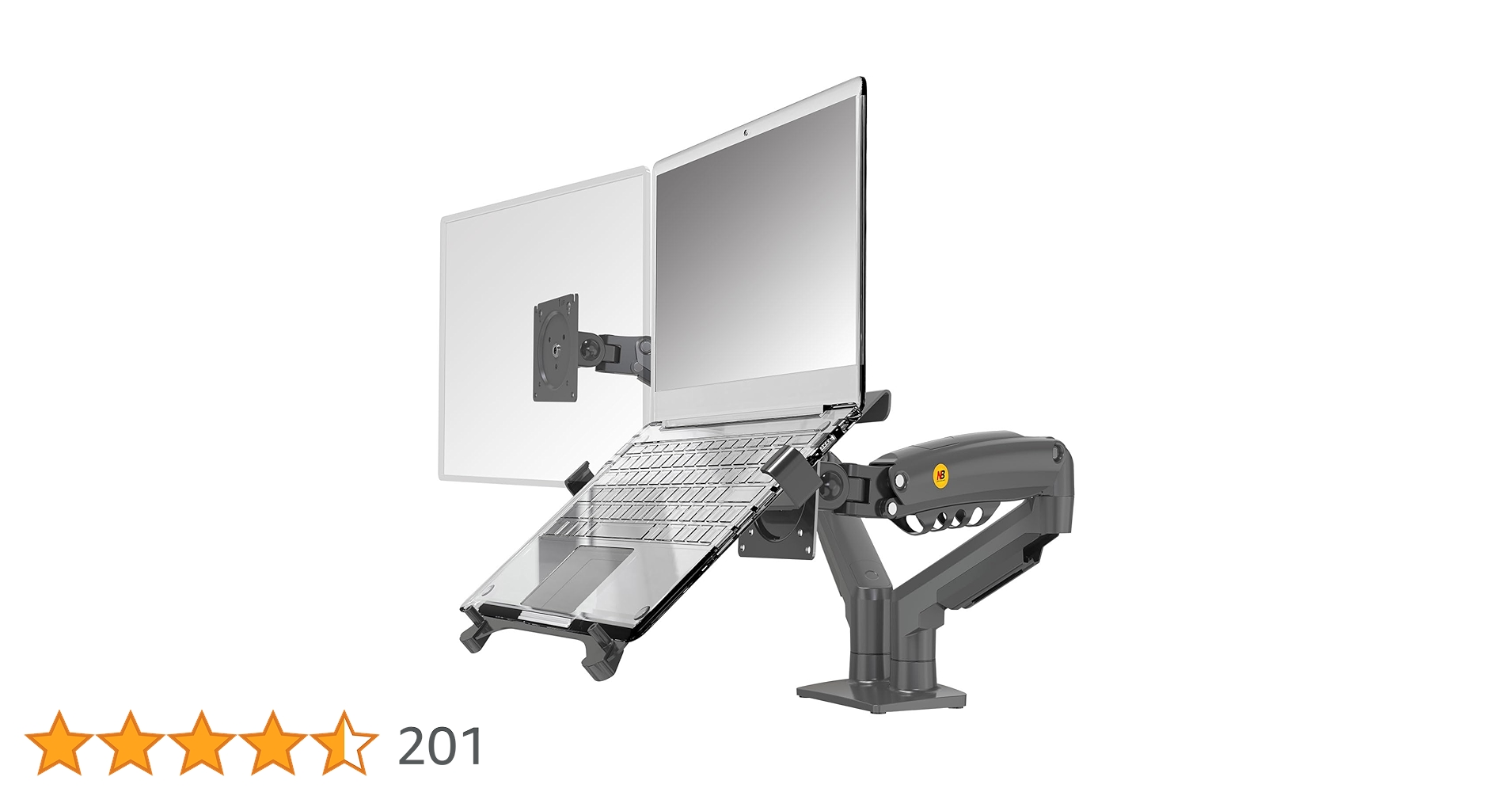 NB North Bayou Laptop Mount With Adjustable Tray For 10-17" Notebook, Full Motion Arm With VESA Plate For 17-30" Monitor (Within 4.4~19.8lbs),Clamp-on Grommet Mounting H100-FP