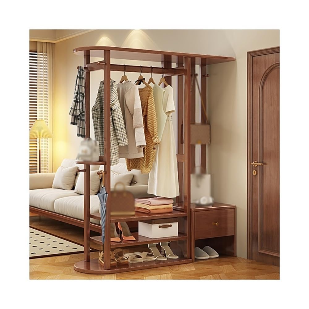 Adjustable Garment Rack Solid Wood Coat Rack Floor Bedroom Household Hanging Clothes Rack Entrance Door Vertical Coat Rack