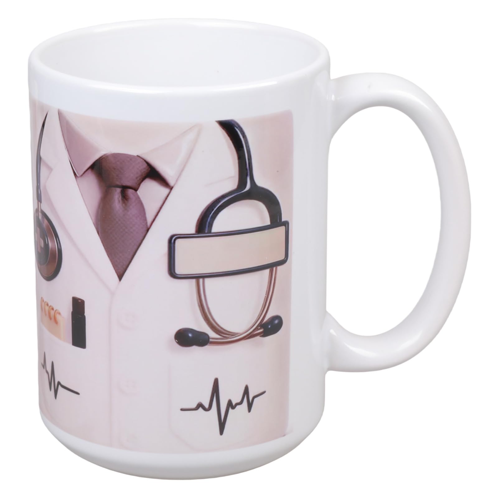 PANGBOER Ceramic Mug with Hospital Stethoscope Heartbeat Pattern Personalize Name Doctors and Nurses Comfort Handle Cup Hospital Professional Ceramic Coffee Cup Customizable Doctor Name Stethoscope