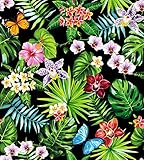 Wallderful Green/Black Contact Paper Tropical Floral Wallpaper Peel and Stick Bathroom Bedroom Vinyl