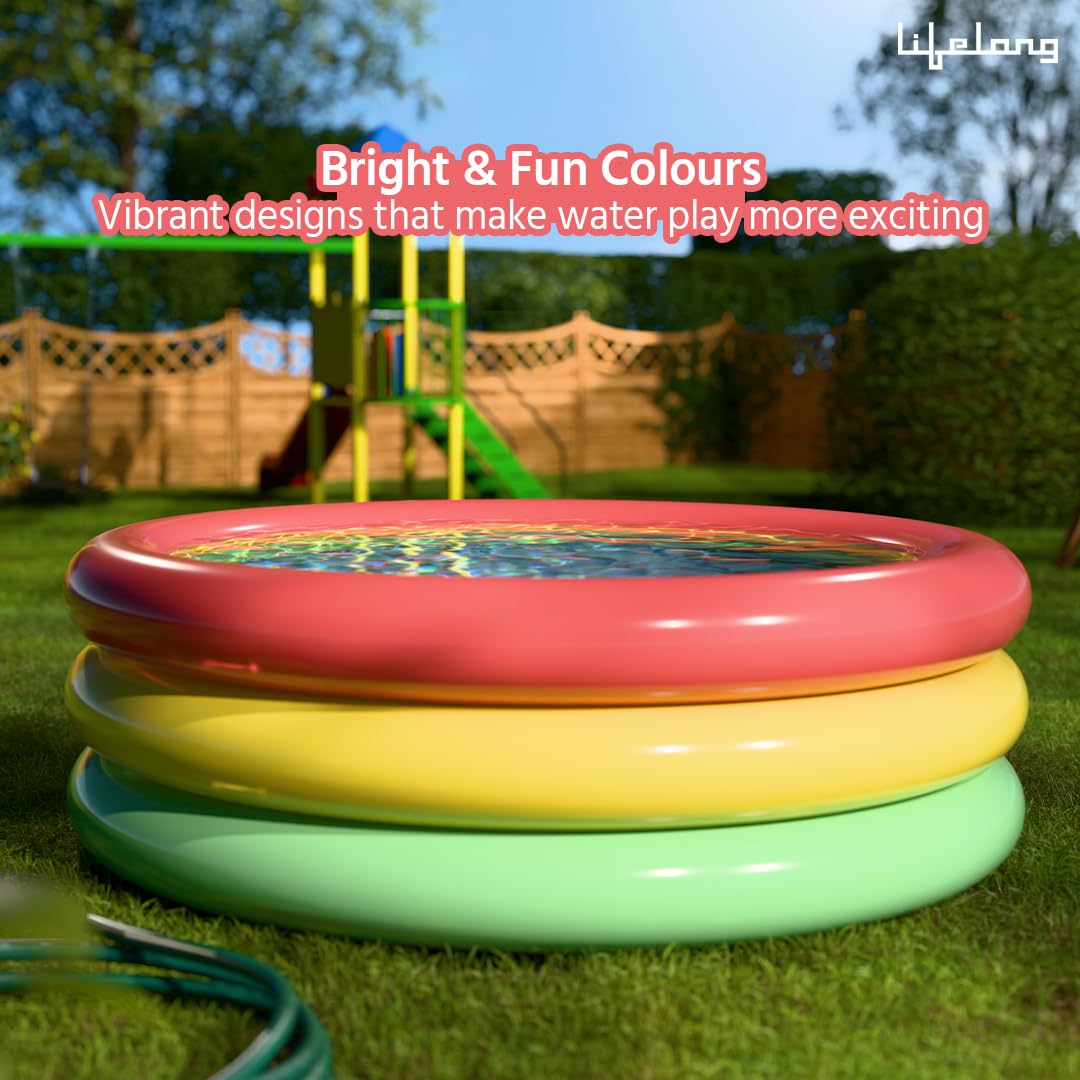 Lifelong Swimming Pool for Kids | Inflatable Sunset Glow Round Colourful Ring Portable Baby Bath tub | 2-6 Years | Indoor & Outdoor Swimming Pool for Kids (Multicolor) 1