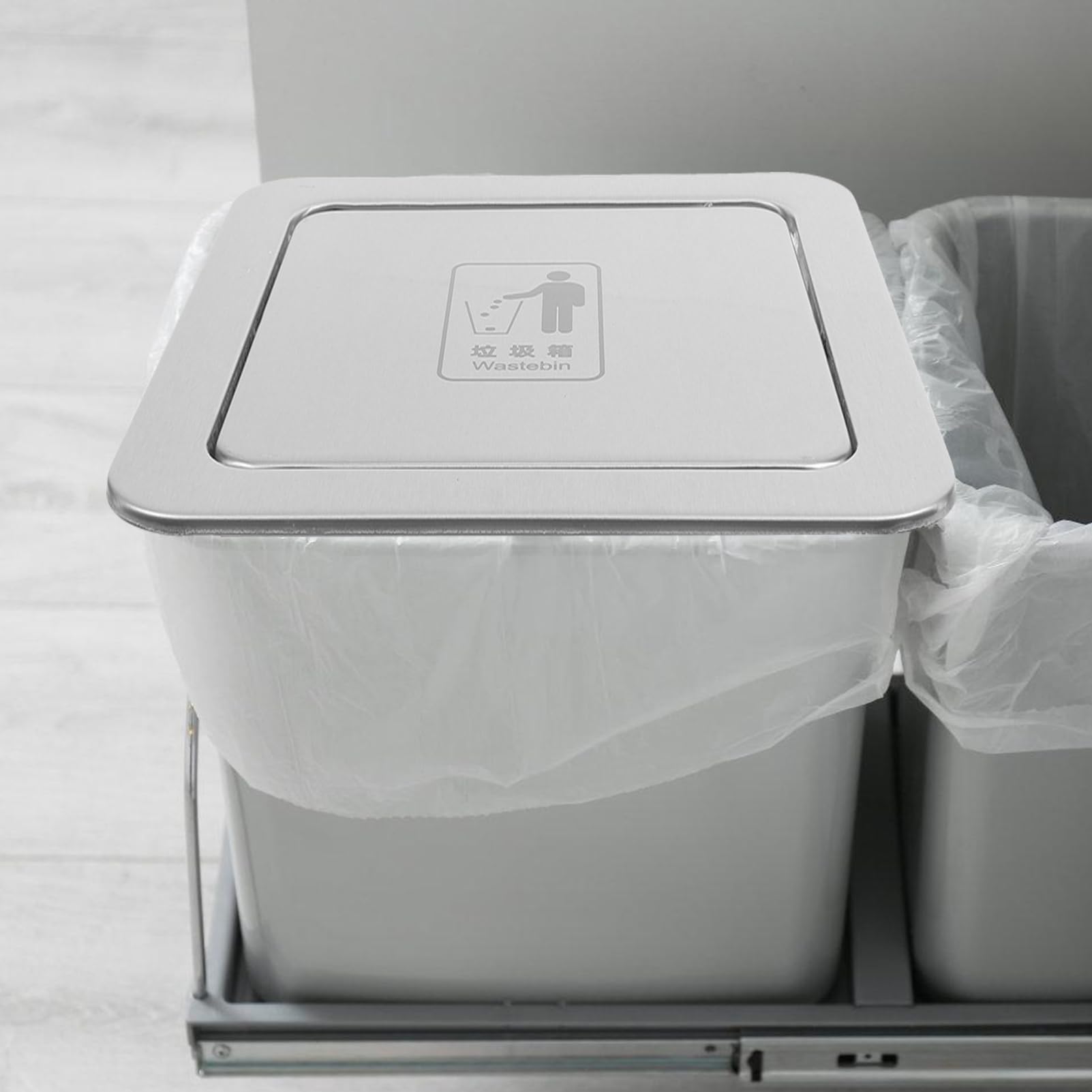 MAGICLULU Coperchio Incassato Per Pattumiera in Acciaio Resistente Copertura Per Bidone Della Spazzatura Da Cucina Design Ribalta Per Piano Di Lavoro